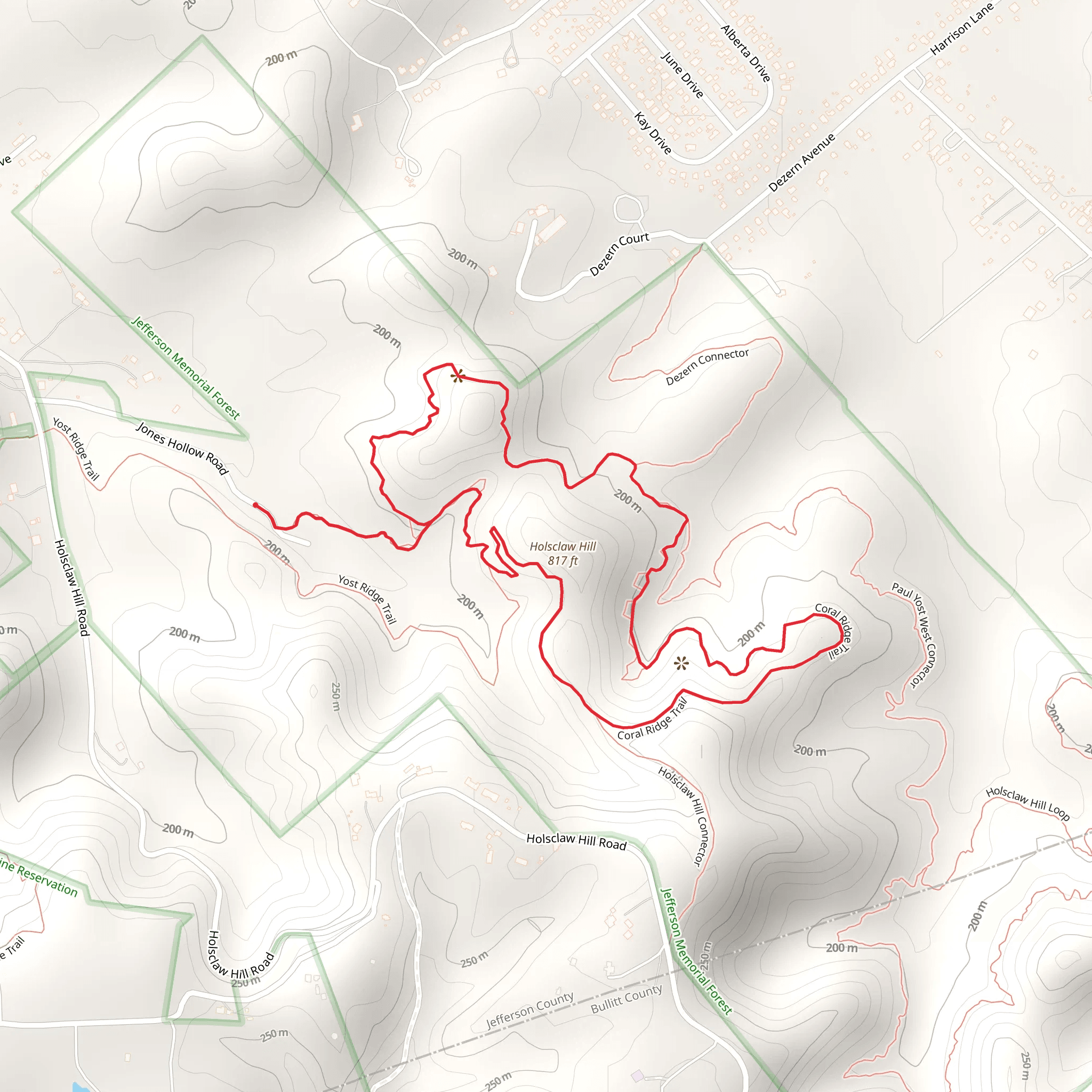 Holsclaw Hill and Coral Ridge Loop Trail mobile static map