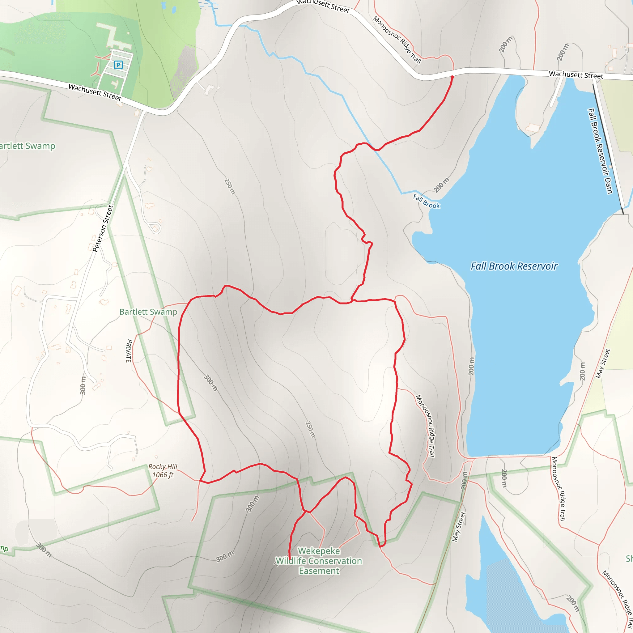 Fall Brook Reservoir and Rocky Hill Loop mobile static map