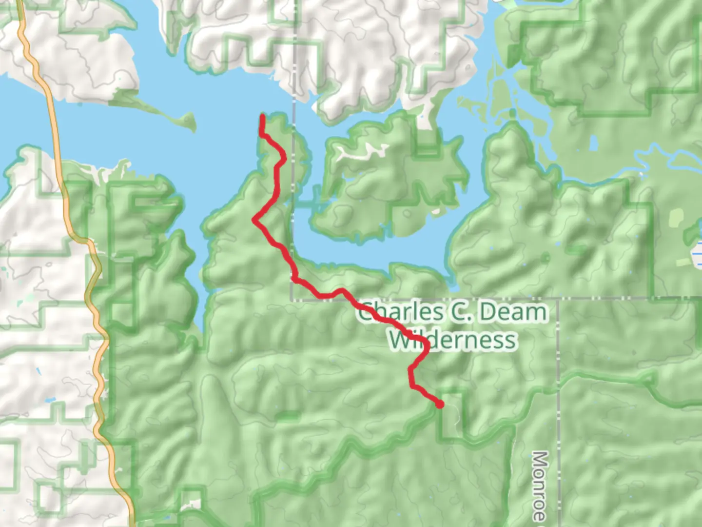 An image depicting the trail Grubb Ridge and Peninsula Trail and its surrounding area.