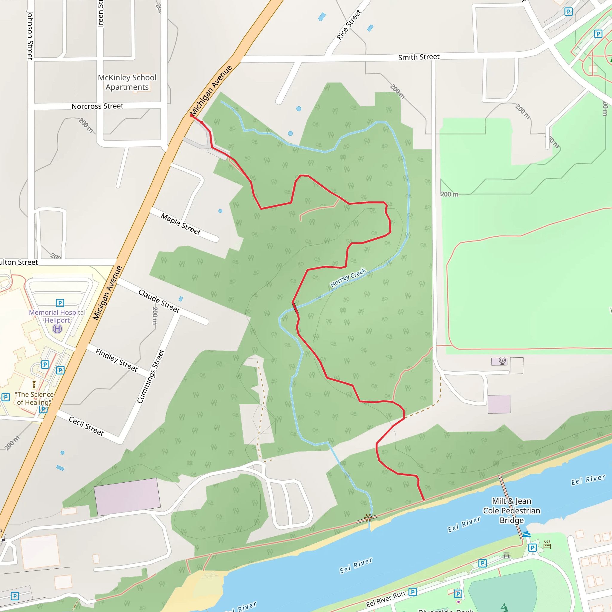 Eel River from Michigan Avenue mobile static map