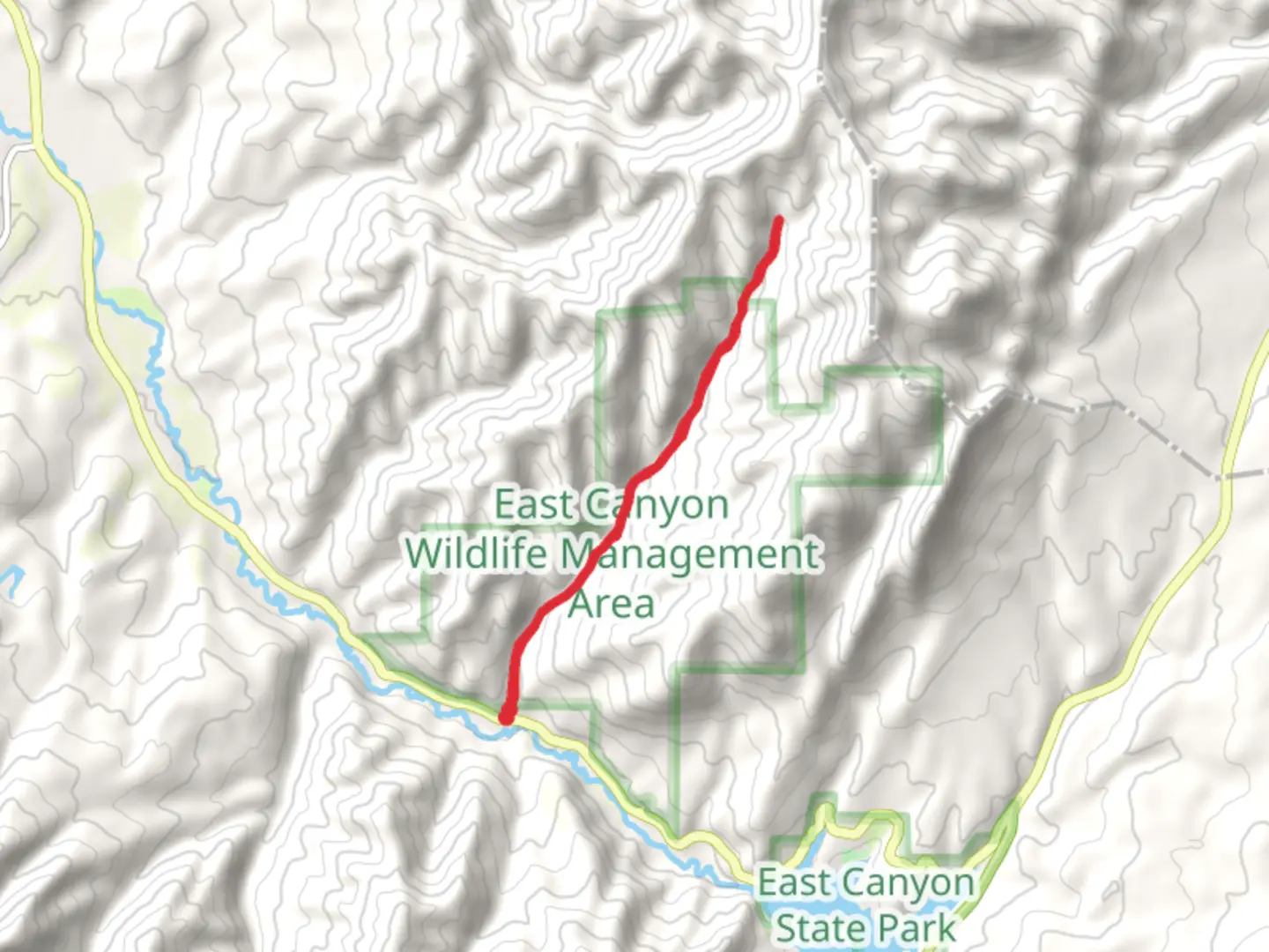 An image depicting the trail East Canyon Wildlife Area and its surrounding area.