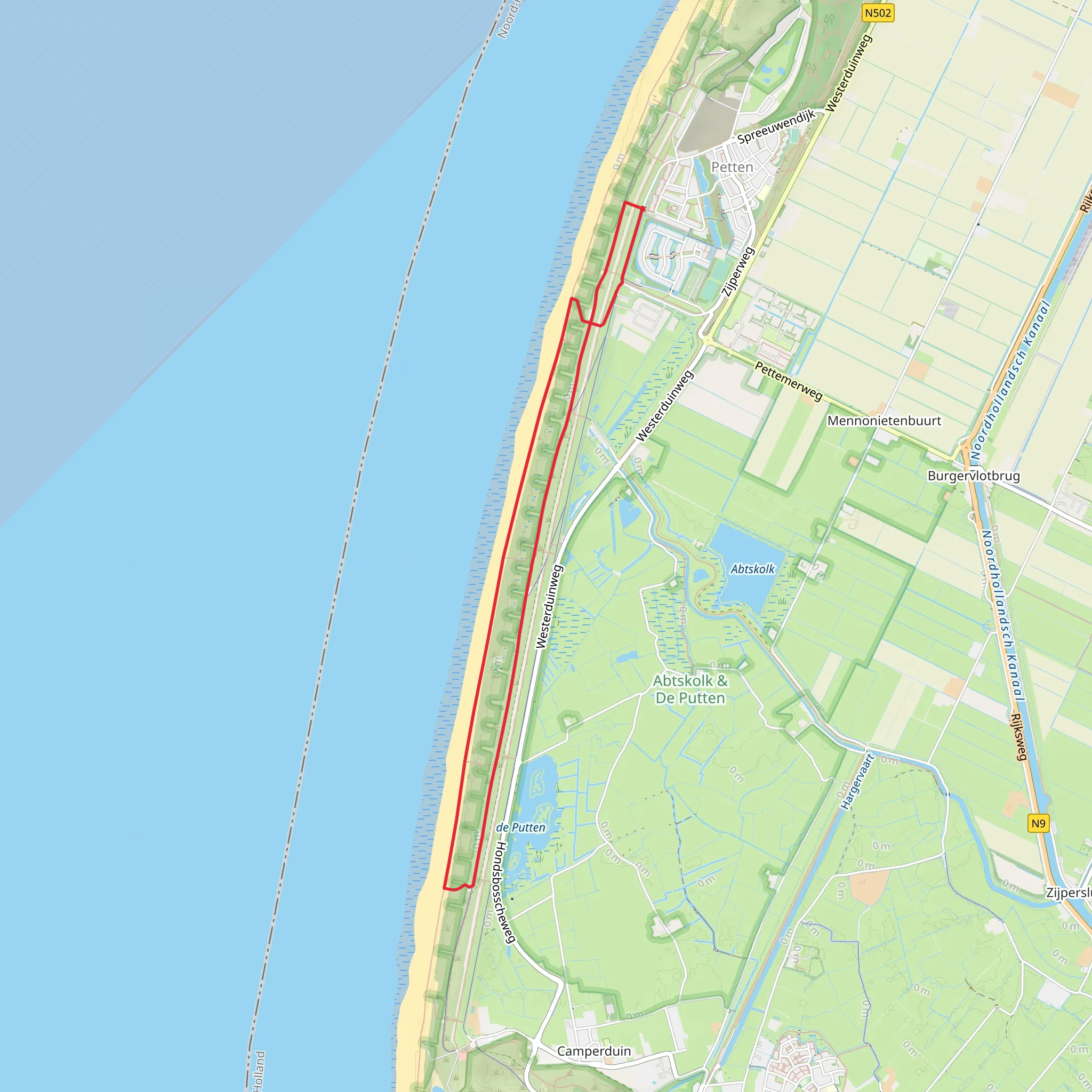 Hondsbossche Duinpad Loop mobile static map