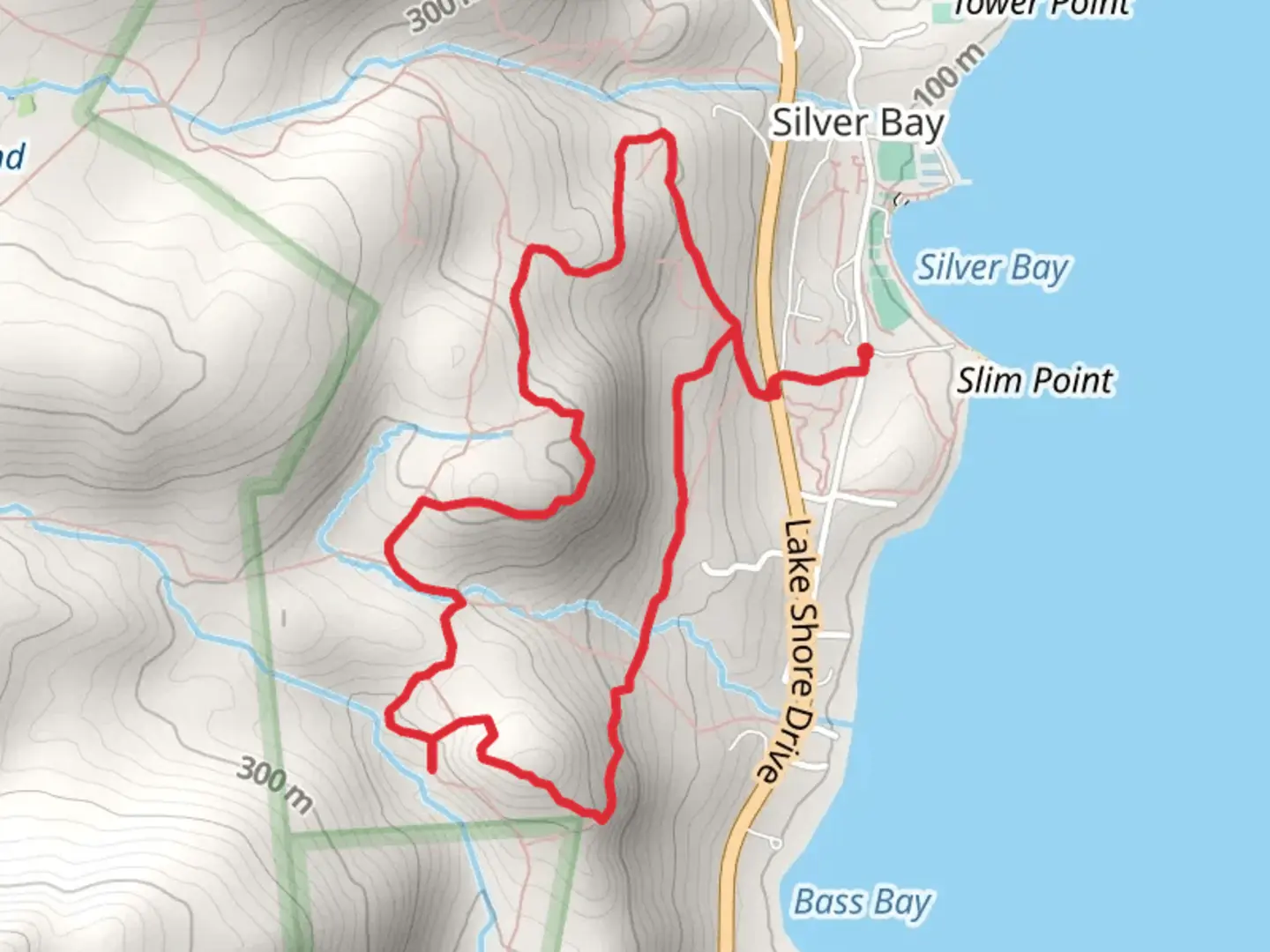 An image depicting the trail Inspiration Point from Silver Bay and its surrounding area.