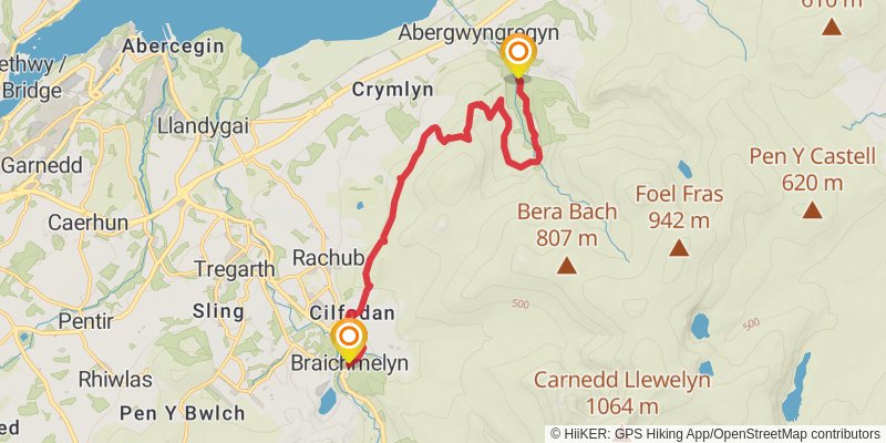 Carneddau from Capel Curig stage 3 Map