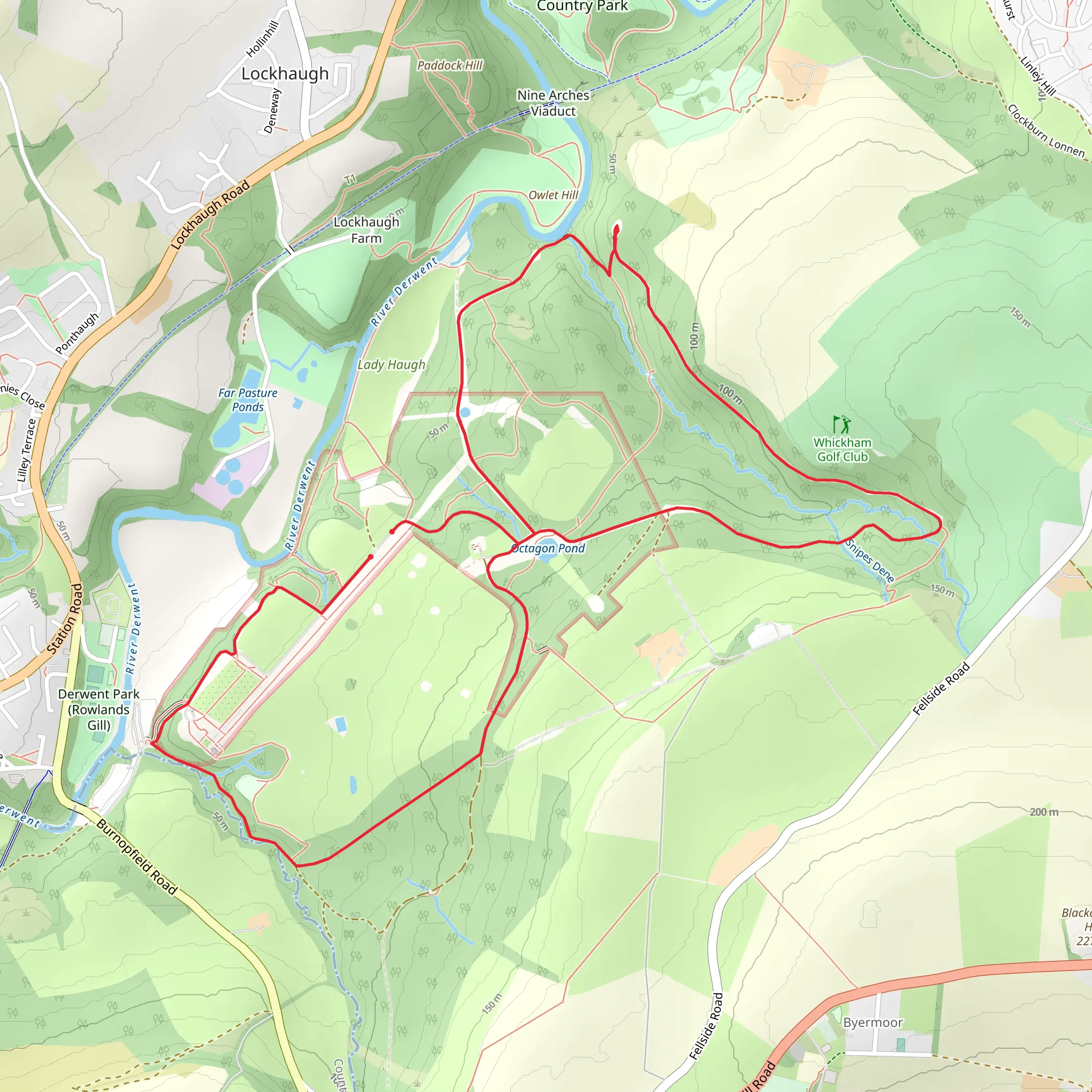 Gibside Rowlands Gill Loop mobile static map