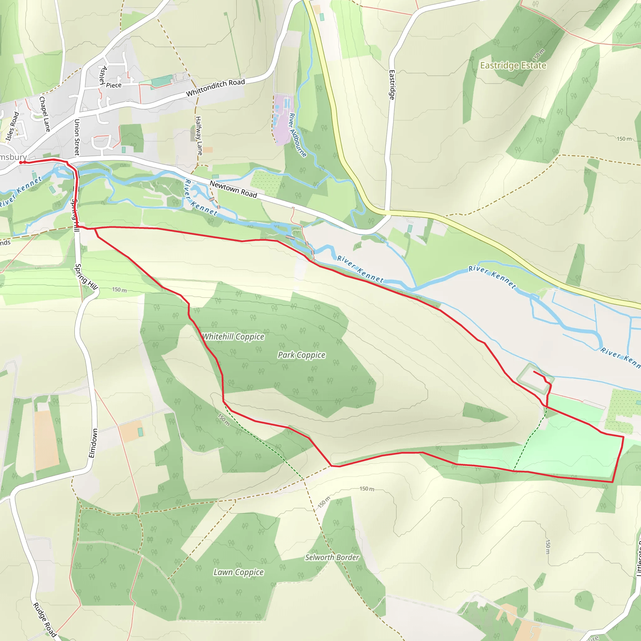 Littlecote Roman Villa and Whitehill Coppice Loop mobile static map