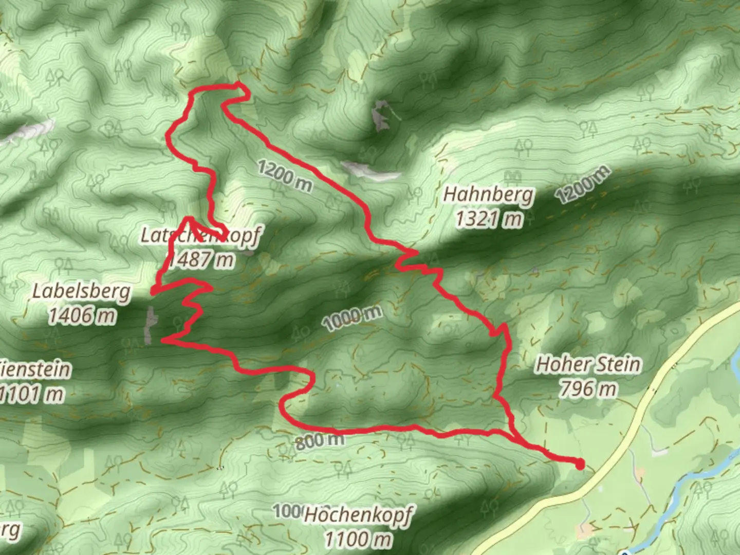 An image depicting the trail Latschenkopf and Langenecksattel Loop and its surrounding area.
