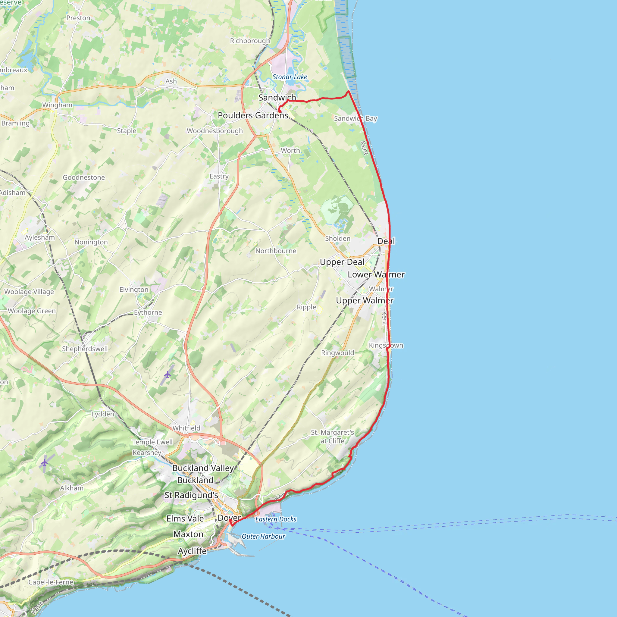 Sandwich to Dover Walk mobile static map