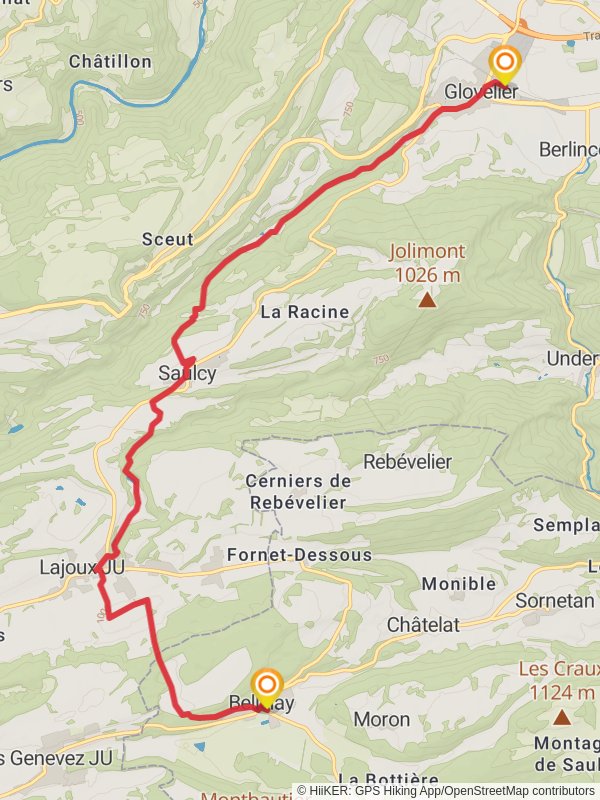 Glovelier – Bellelay Trail mobile static map
