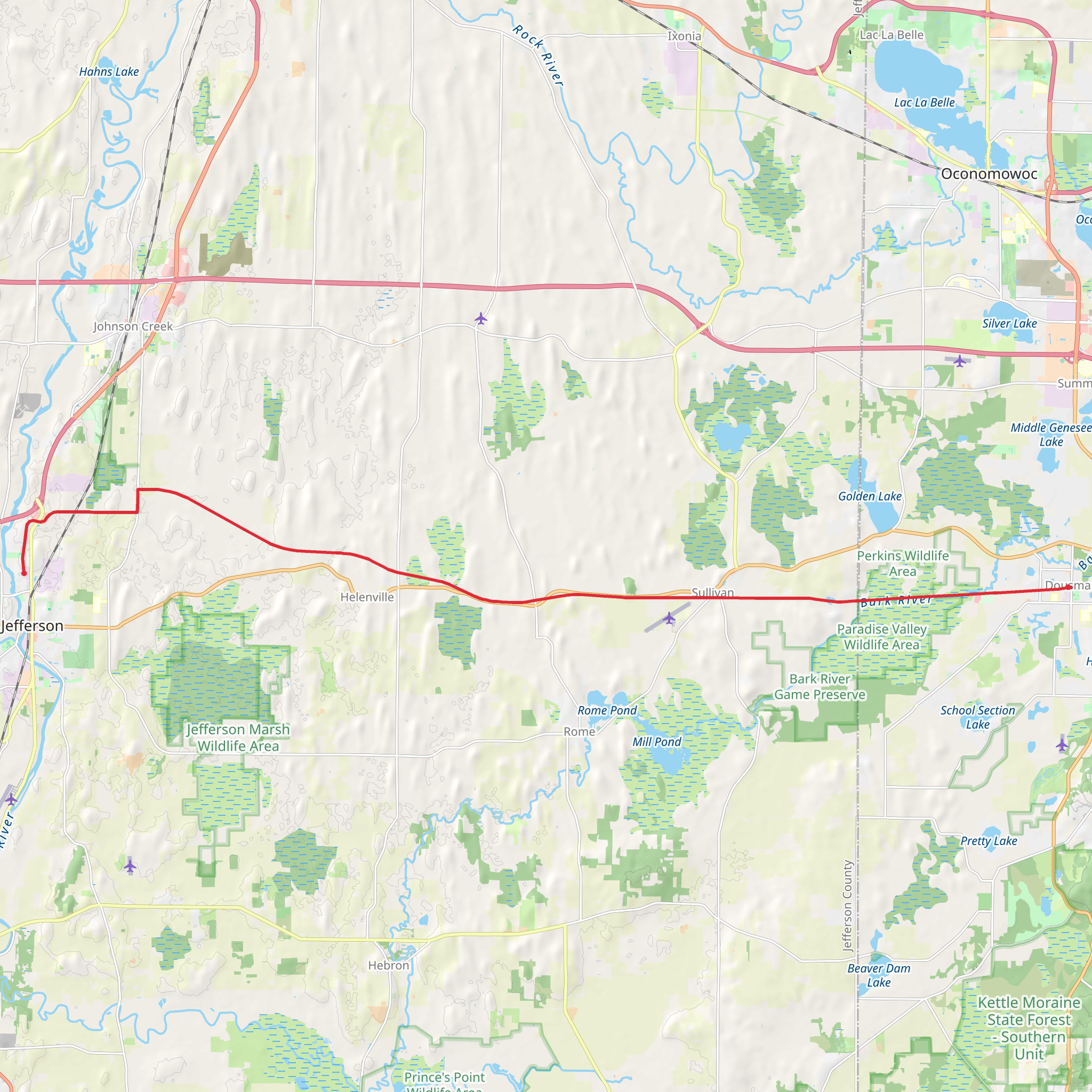 Glacial Drumlin State Trail Point to Point mobile static map
