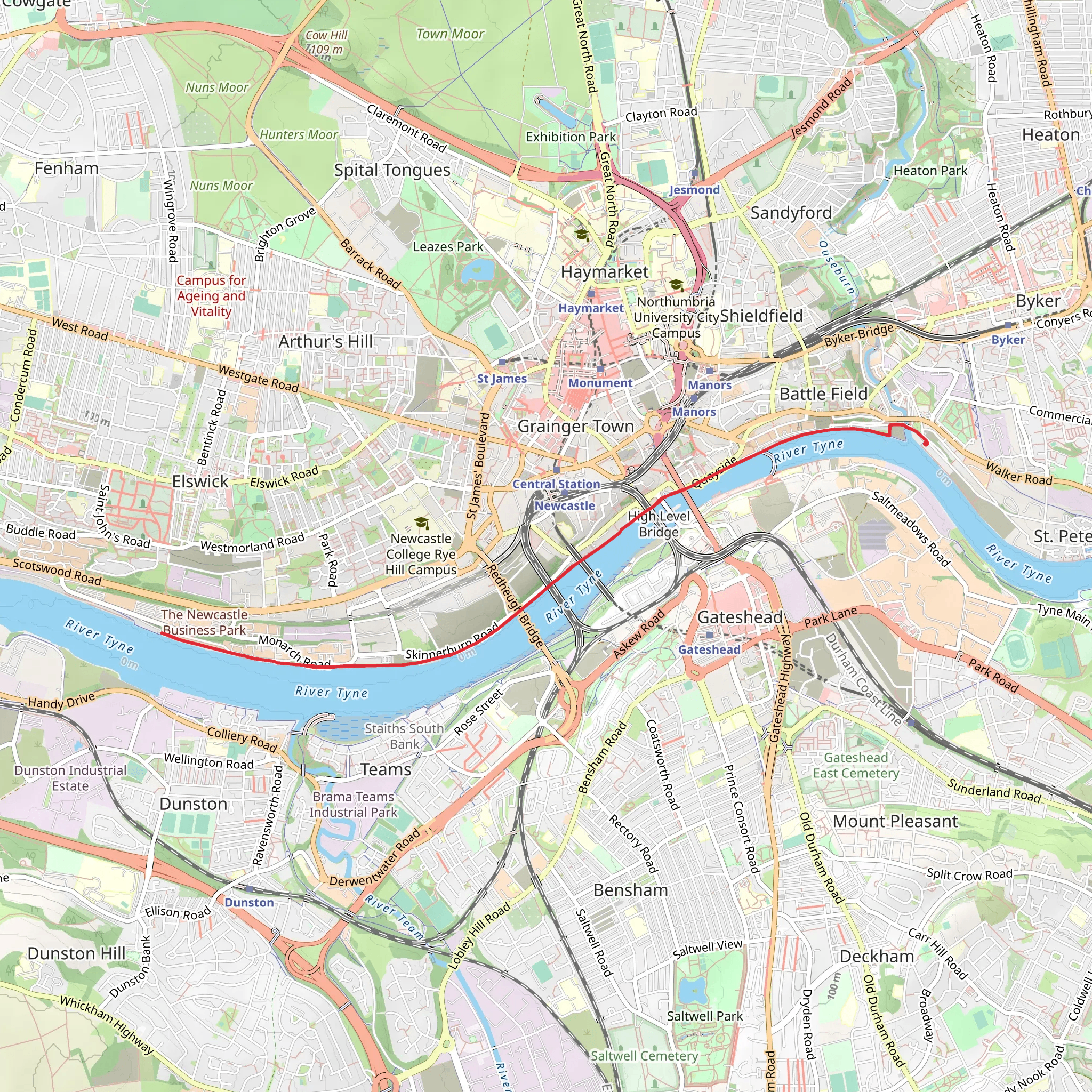 River Tyne Walk - Newcastle upon Tyne mobile static map