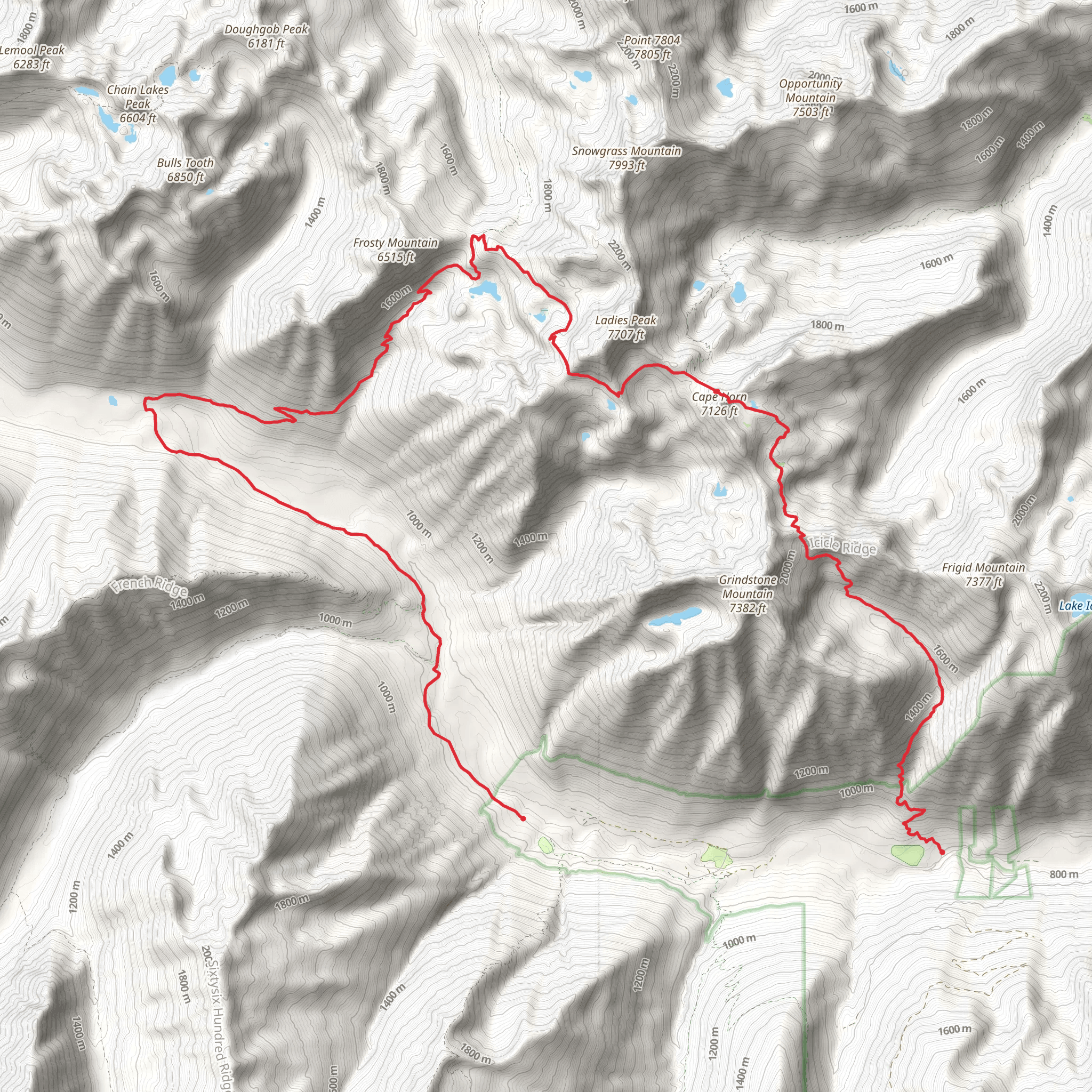 Icicle Creek, Frosty - Wildhorse, Lake Edna and Icicle Ridge Trail mobile static map