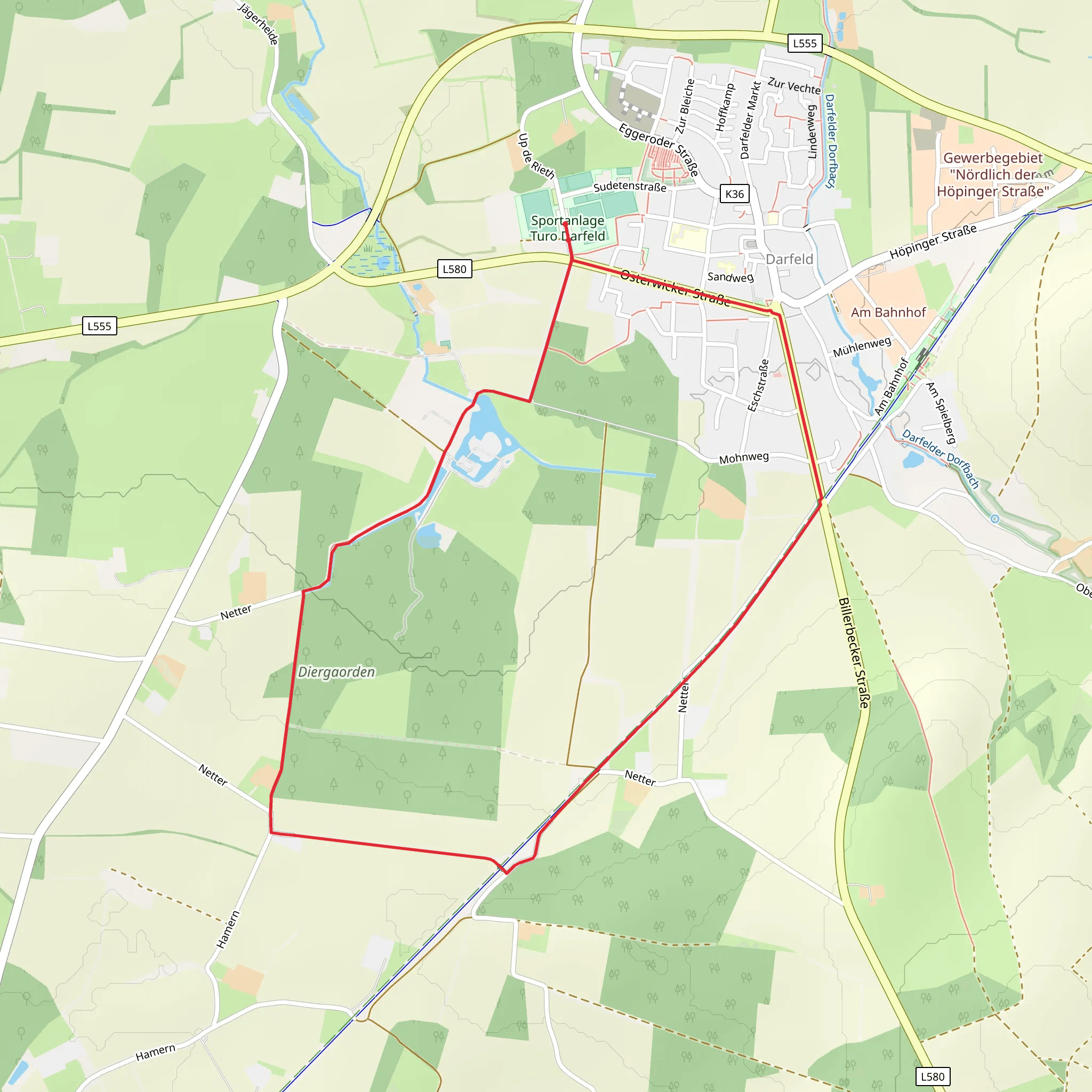 Billerbeck Rundweg and Radbahn Muensterland Loop mobile static map