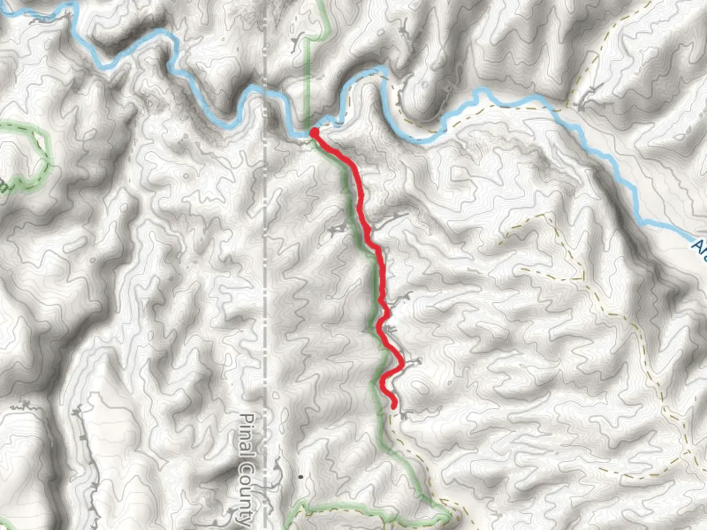 An image depicting the trail Aravaipa Canyon Road and its surrounding area.