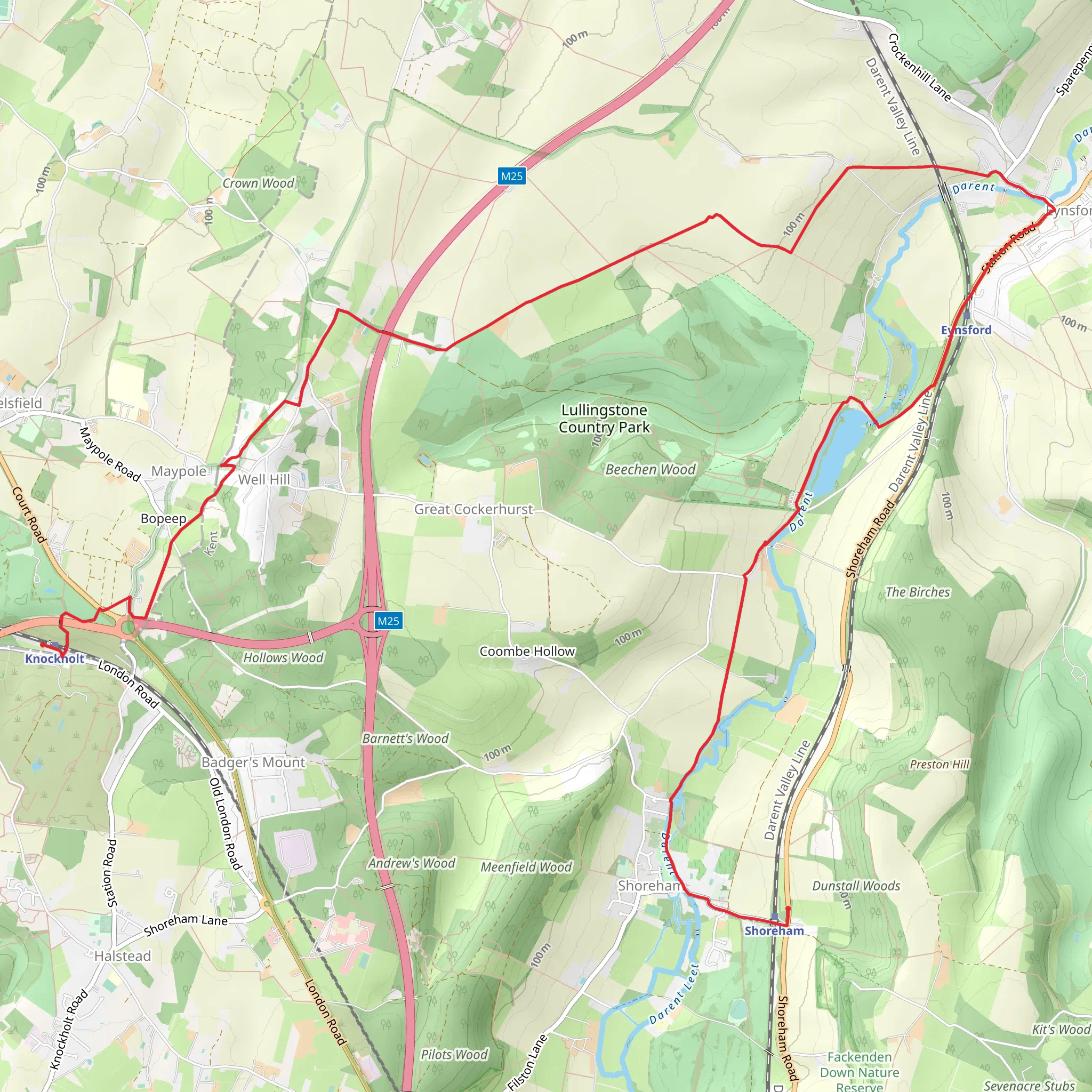 Knockholt to Shoreham Walk mobile static map