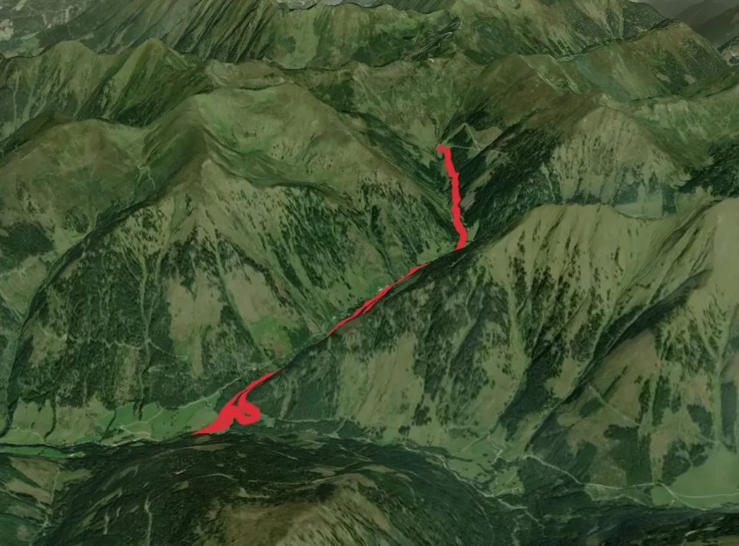 An image depicting the trail Lärchkaralm and Stallaalm Banks Trail and its surrounding area.