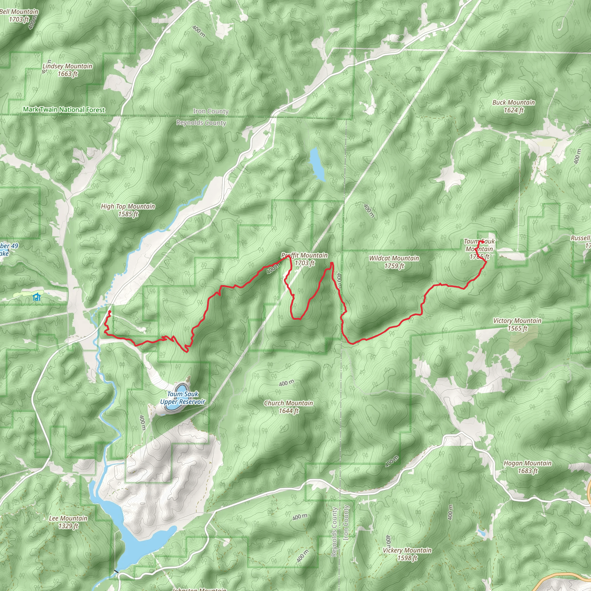 Ozark Trail - Taum Sauk Section mobile static map