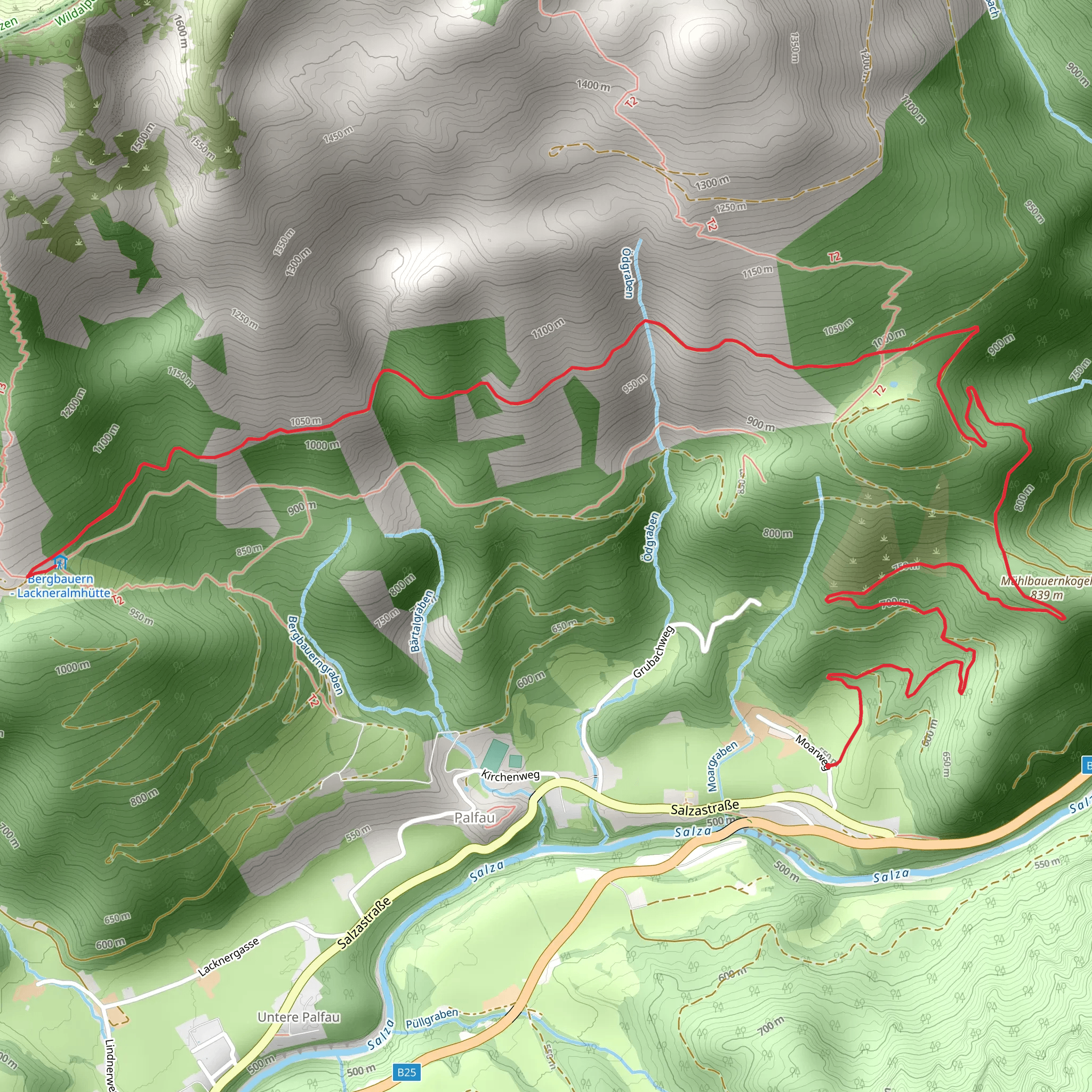Mooralm to Naturfreundehütte mobile static map