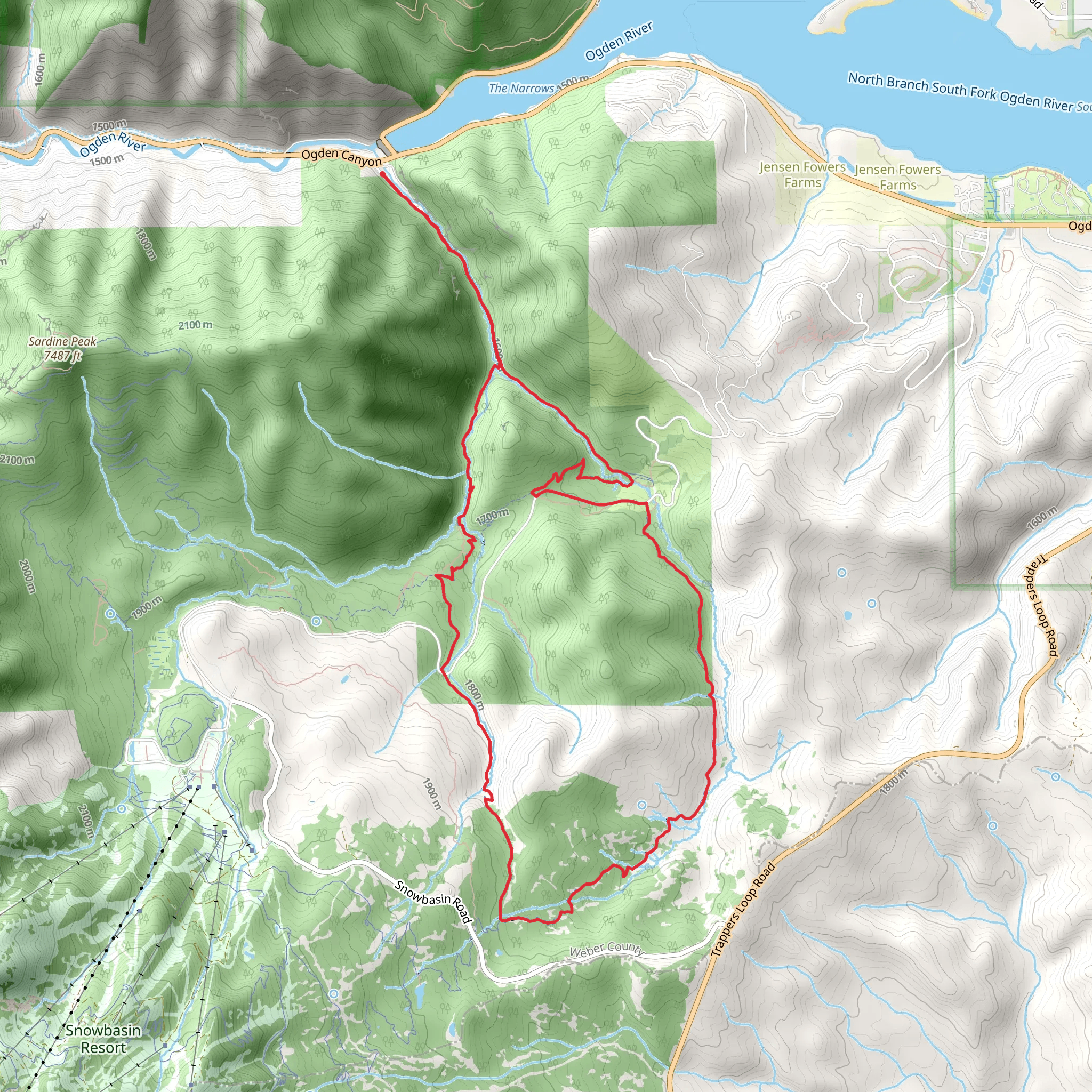 Wheeler Canyon and Icebox Loop Trail mobile static map