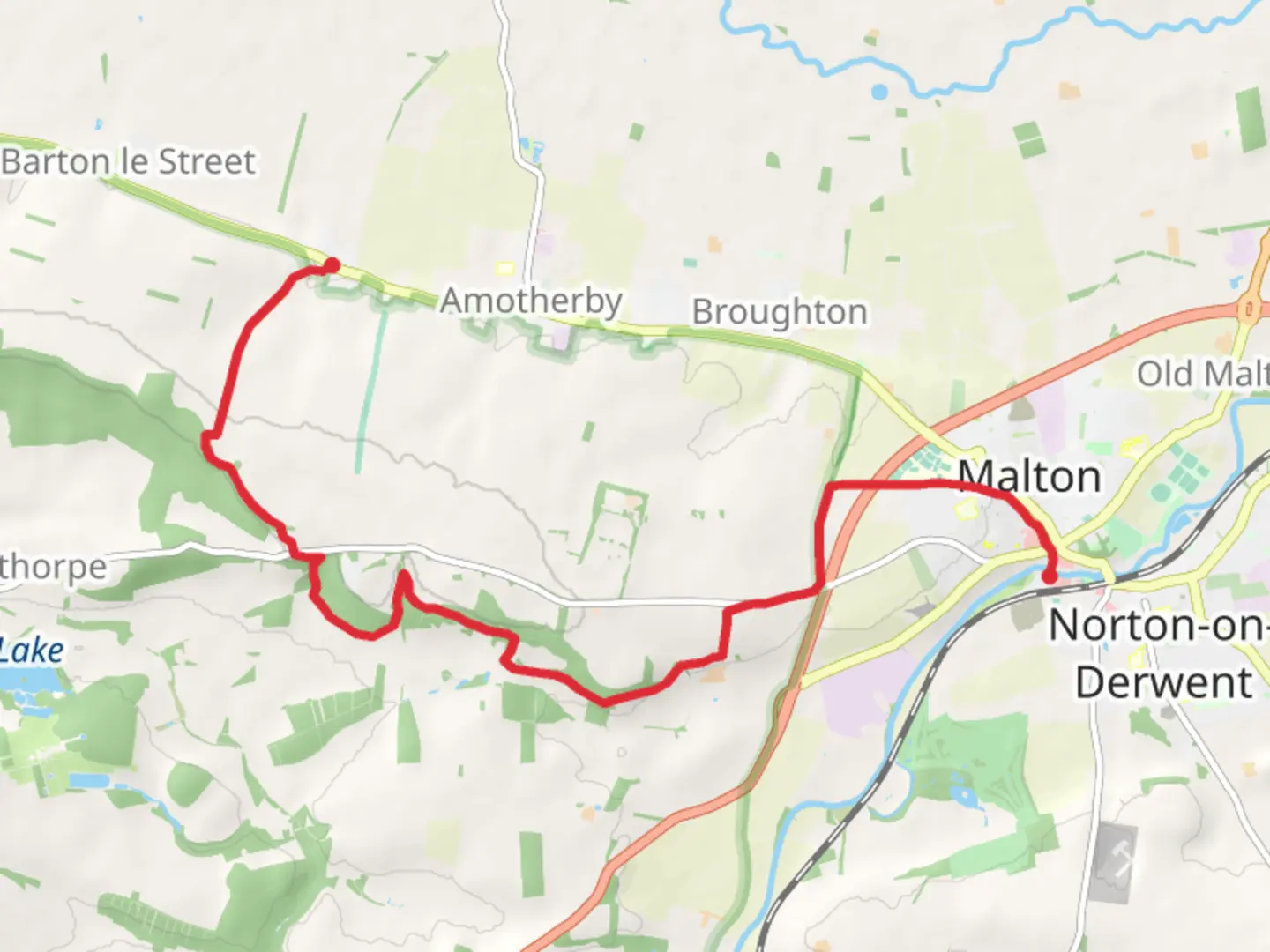 An image depicting the trail Appleton le Street to Malton Walk and its surrounding area.