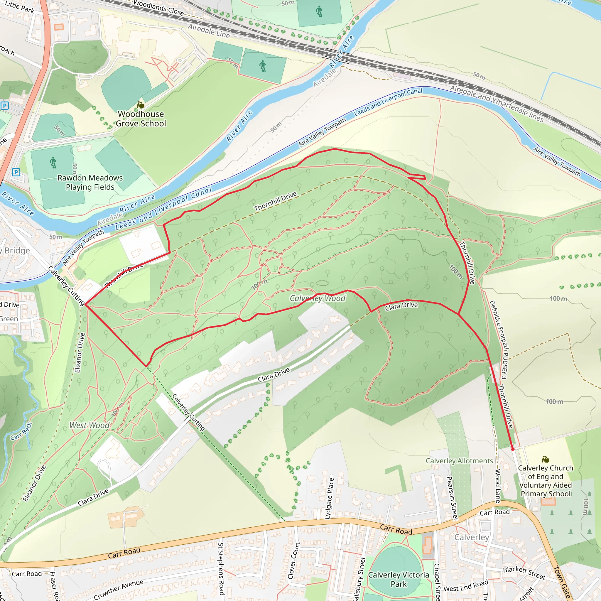 Calverley Wood Loop mobile static map