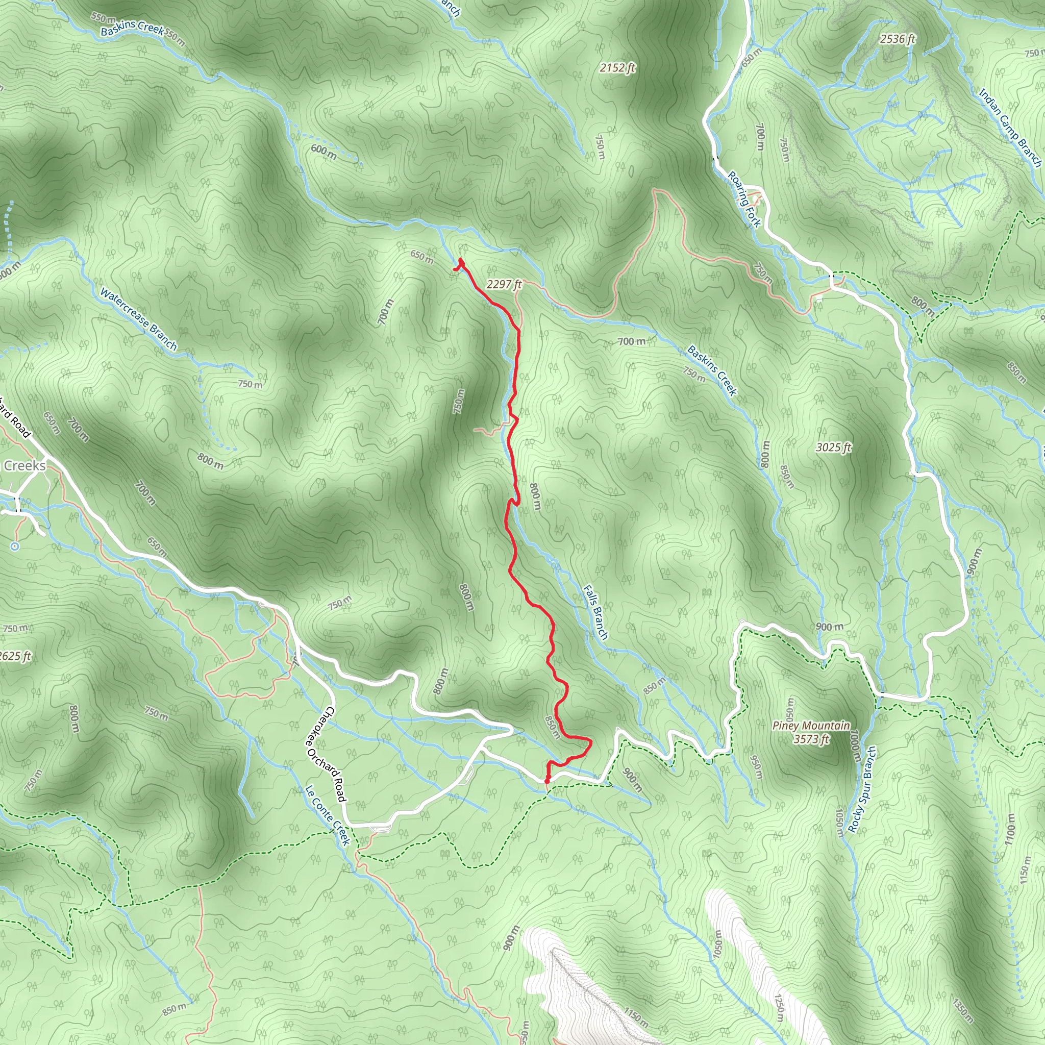 Baskin Creek Falls Trail mobile static map