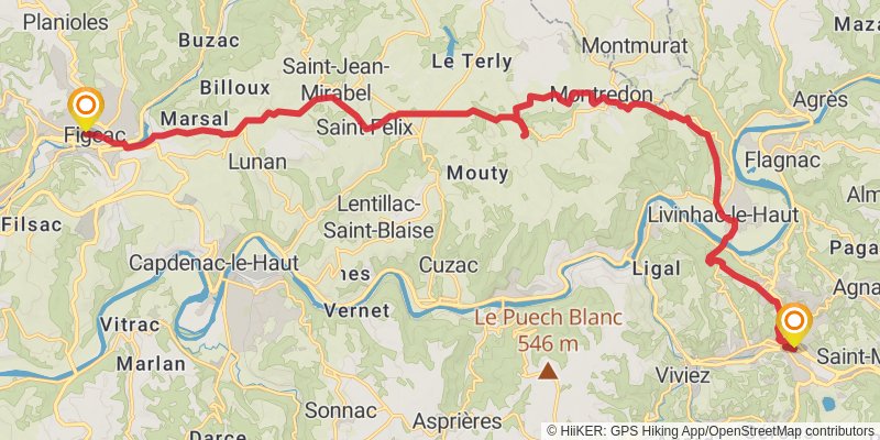 GR 65 Rocamadour Variant stage 10 Map