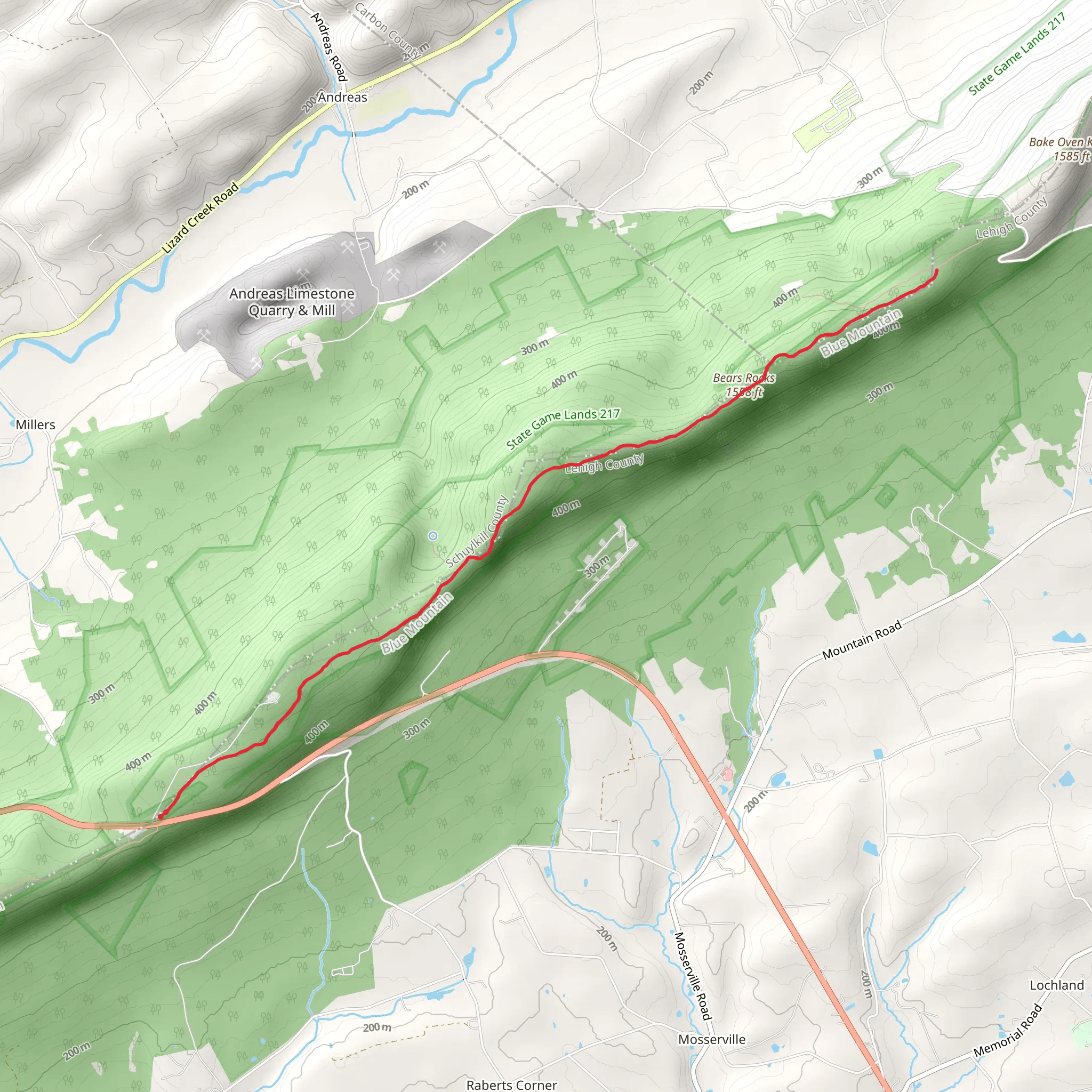 Bears Rocks via Appalachian Trail Out and Back mobile static map