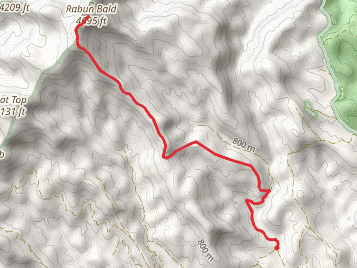 An image depicting the trail Rabun Bald via Sarahs Creek Road and its surrounding area.