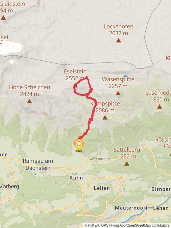 Via Ferrata Jubiläums-Klettersteig and Eselstein Peak mobile static map
