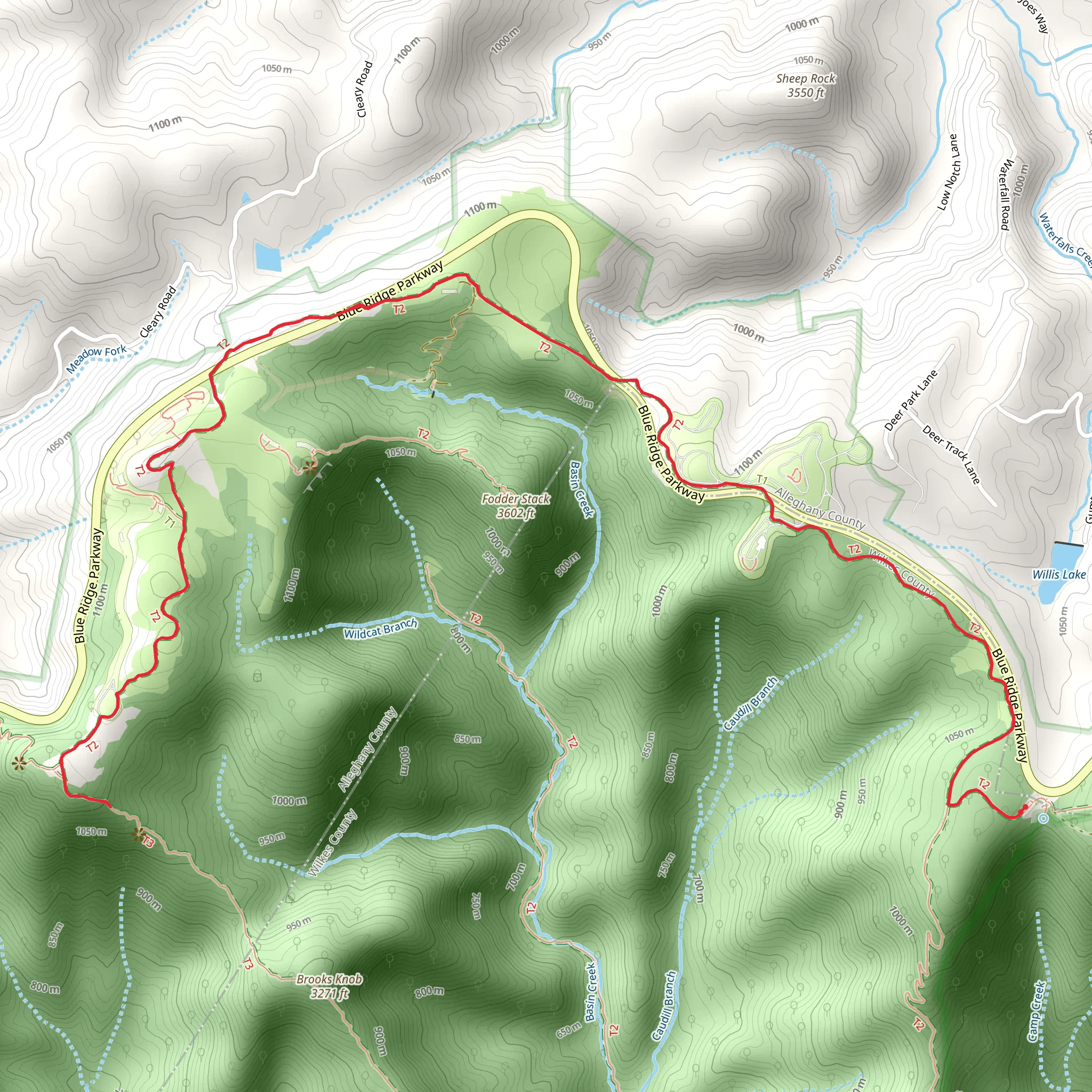 Bluff Mountain Trail mobile static map