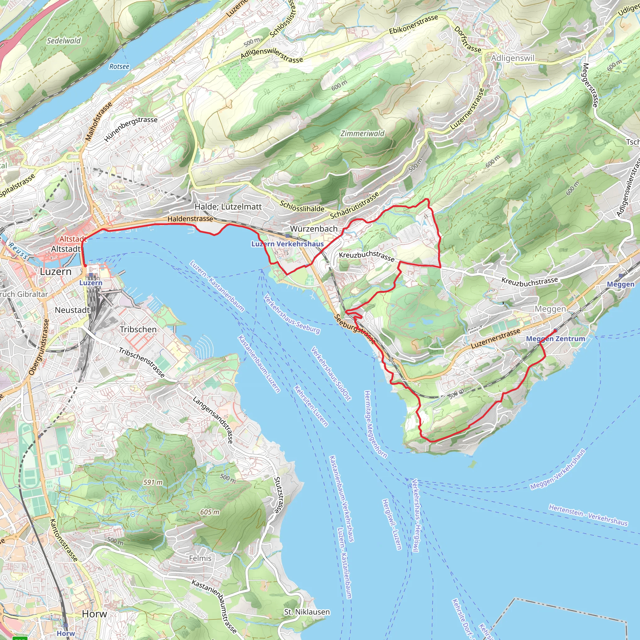 Lucerne to Meggen via Rio de Janeiro mobile static map