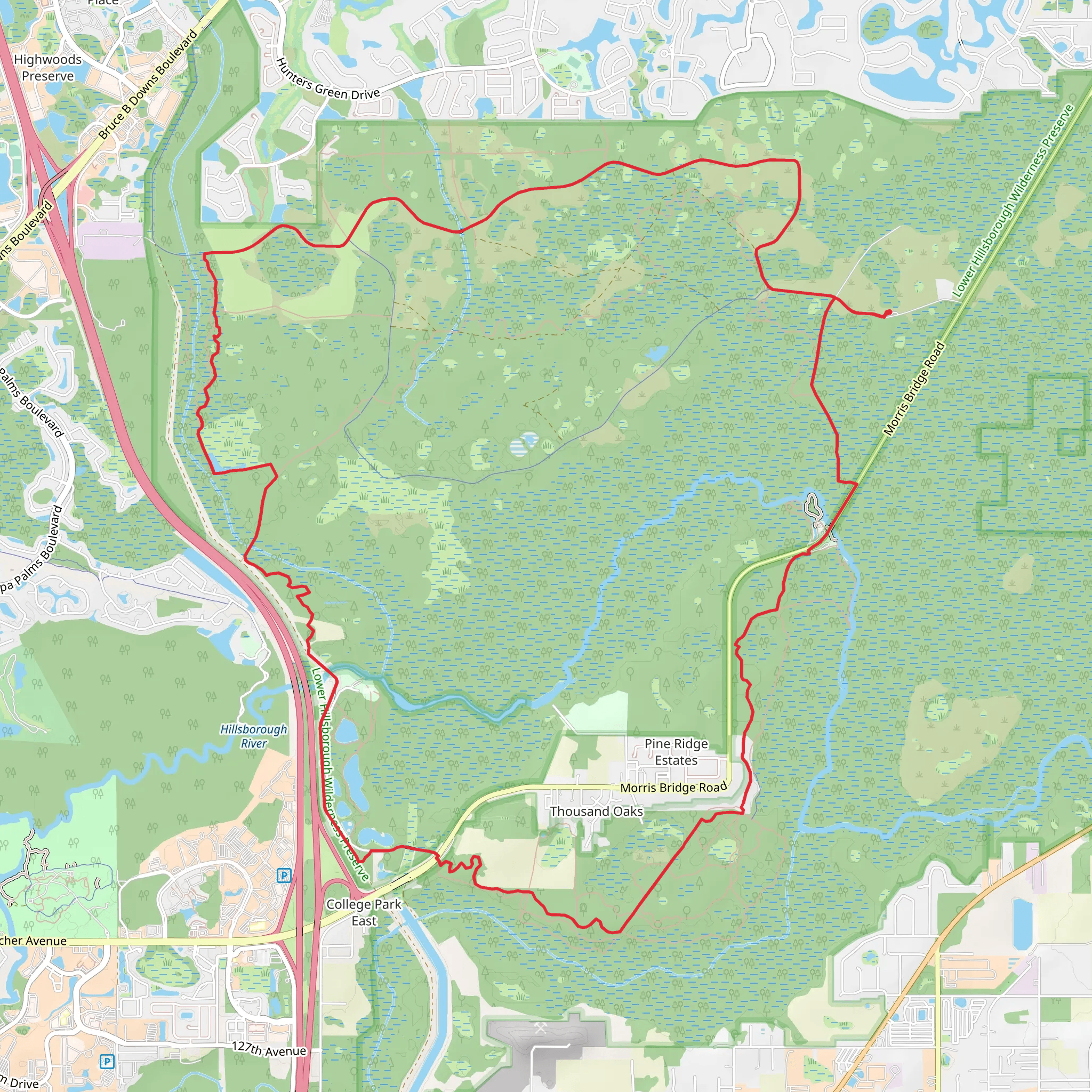 Flatwoods and Wilderness Park Main Loop mobile static map