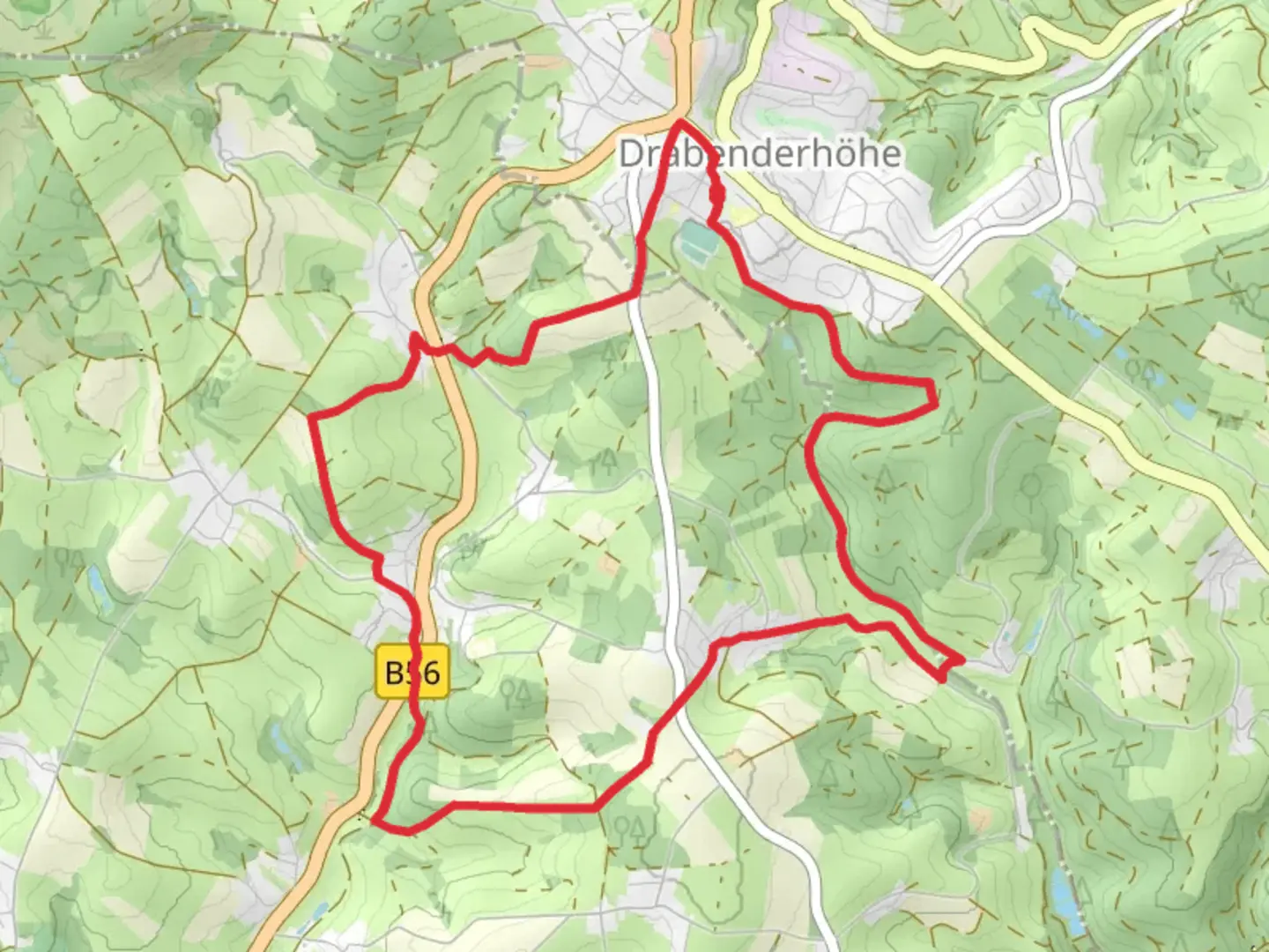 An image depicting the trail Run um Bielstein and Much Rundweg Loop and its surrounding area.