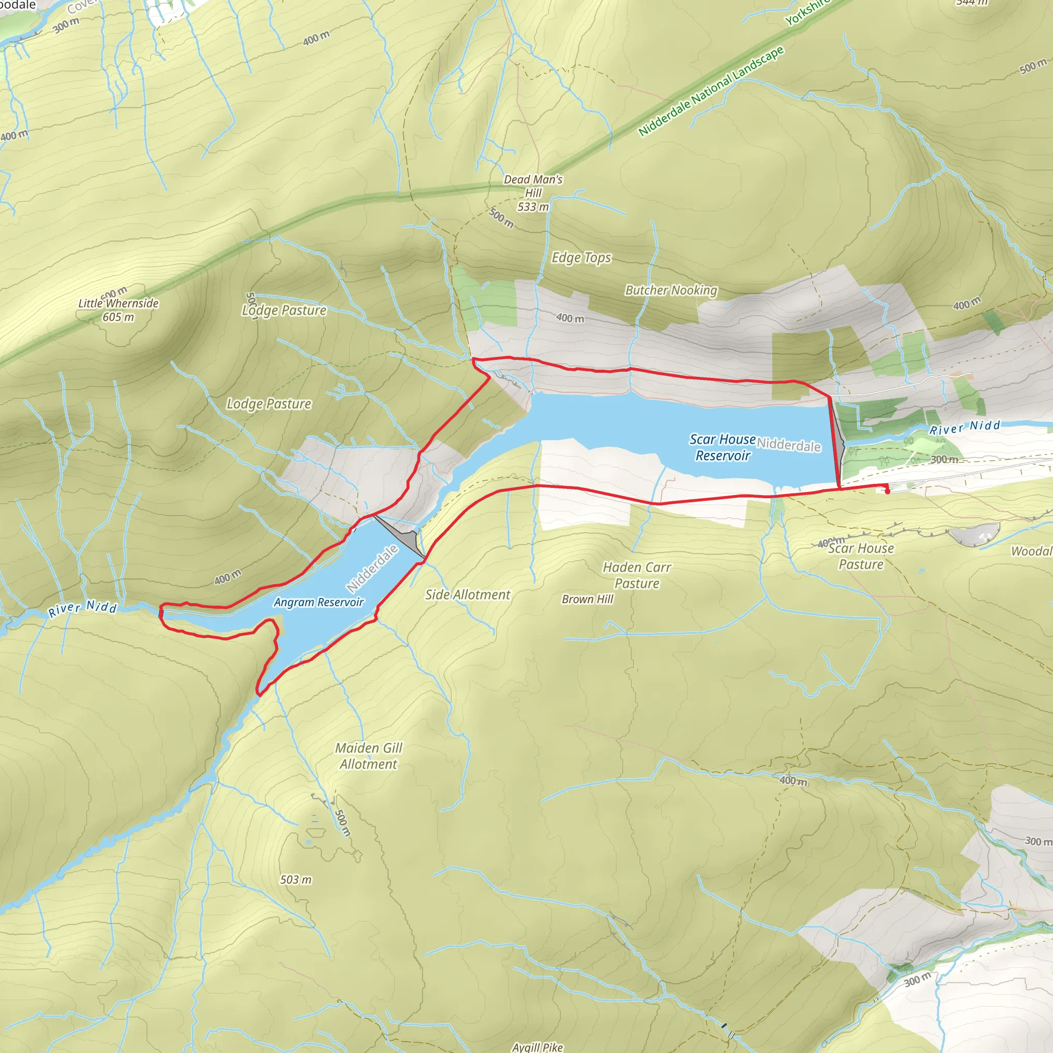 Scar House Reservoir and Angram Reservoir Loop mobile static map