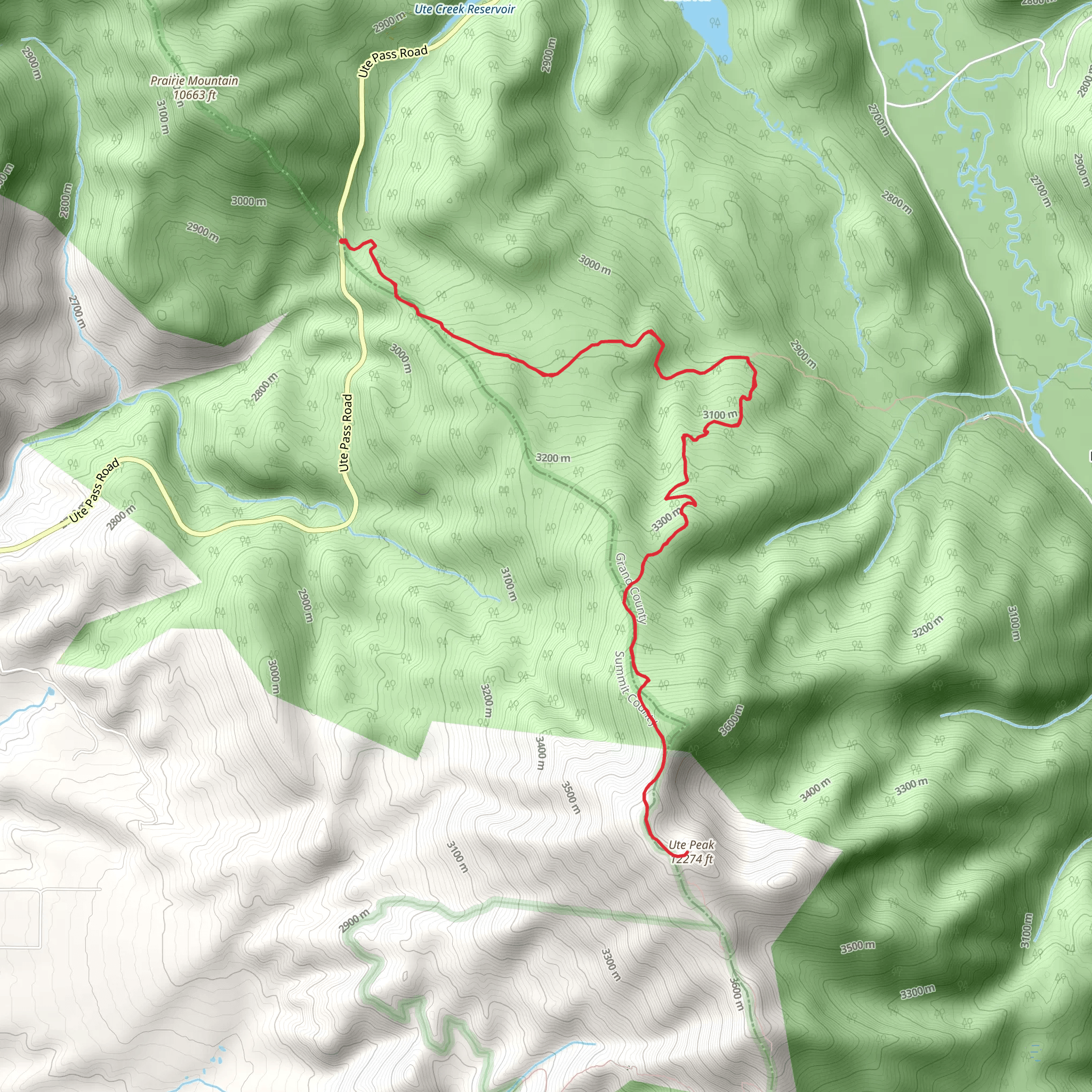 Ute Peak via Ute Pass Trail mobile static map