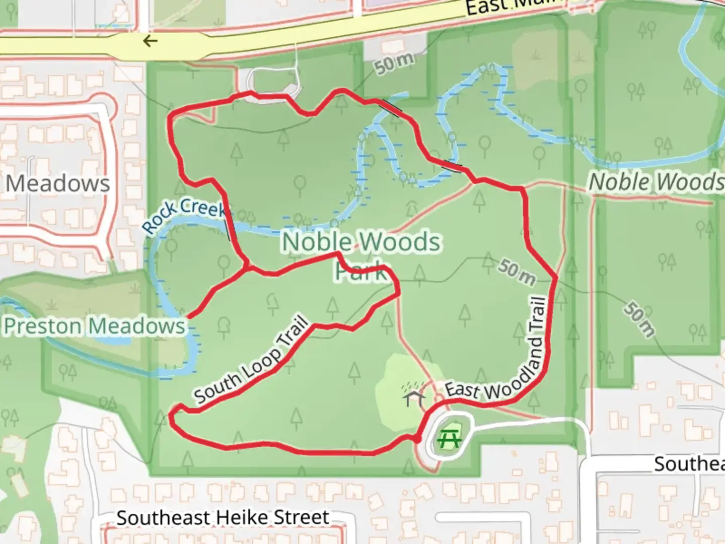 An image depicting the trail Rock Creek Loop and its surrounding area.