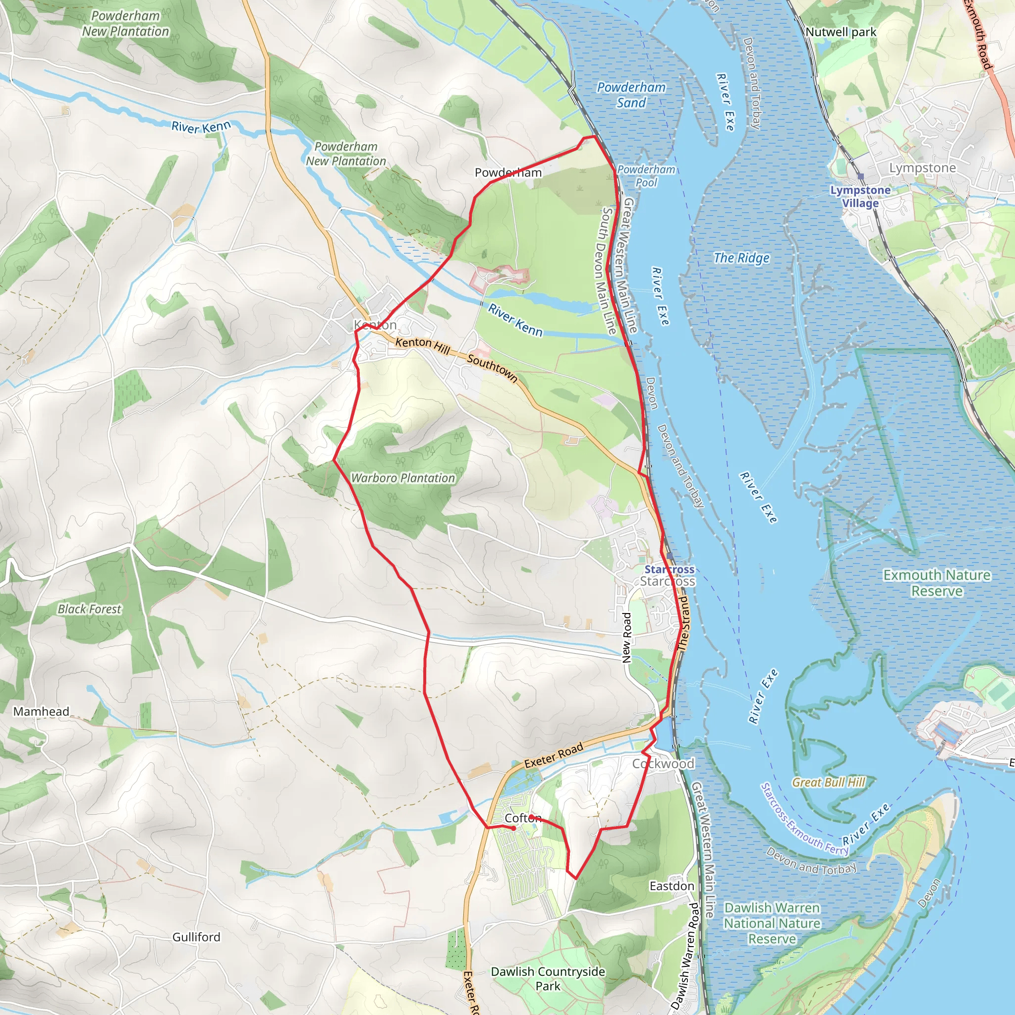 Cofton - Powderham Park and Kenton Walk mobile static map