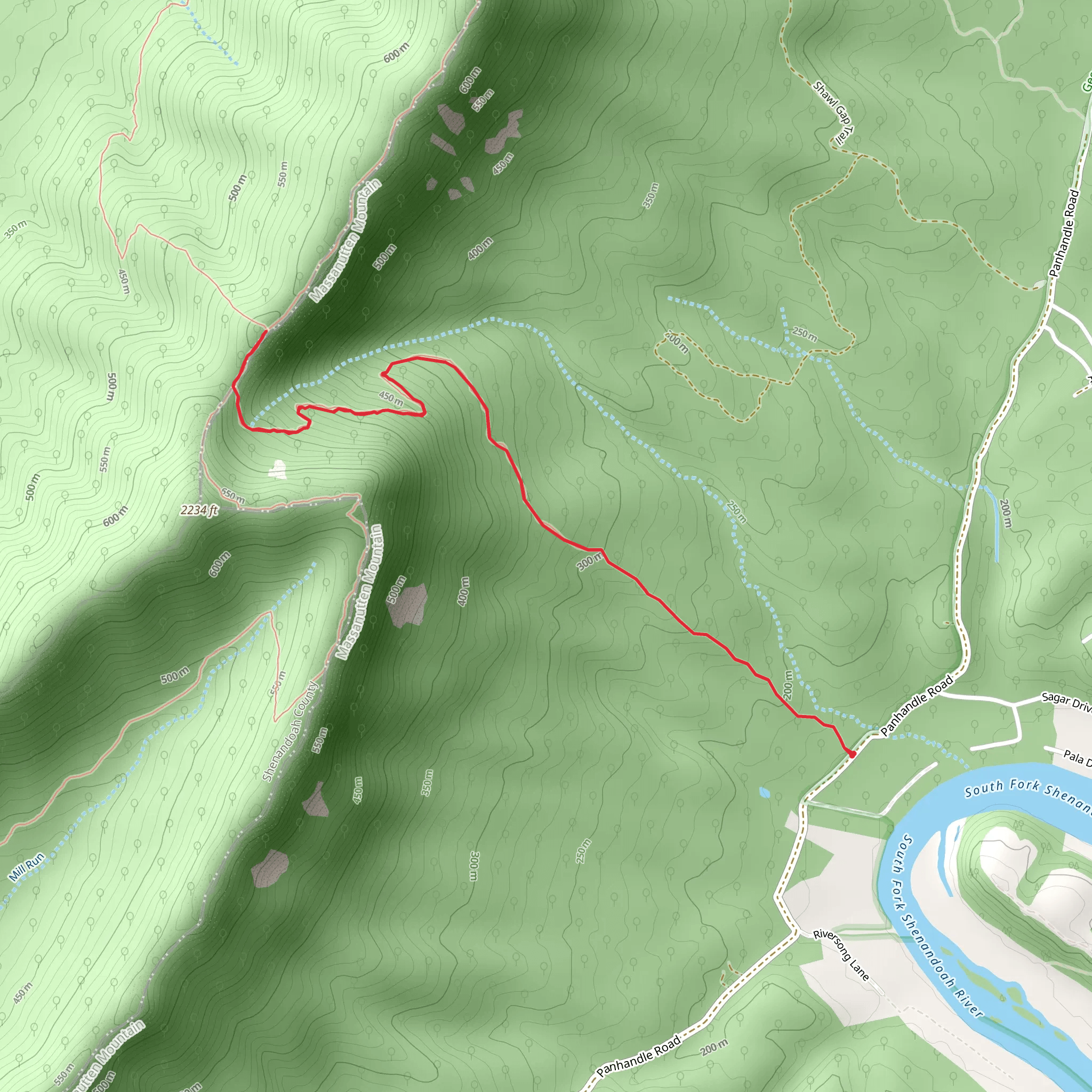 Sherman Gap Trail Out and Back mobile static map