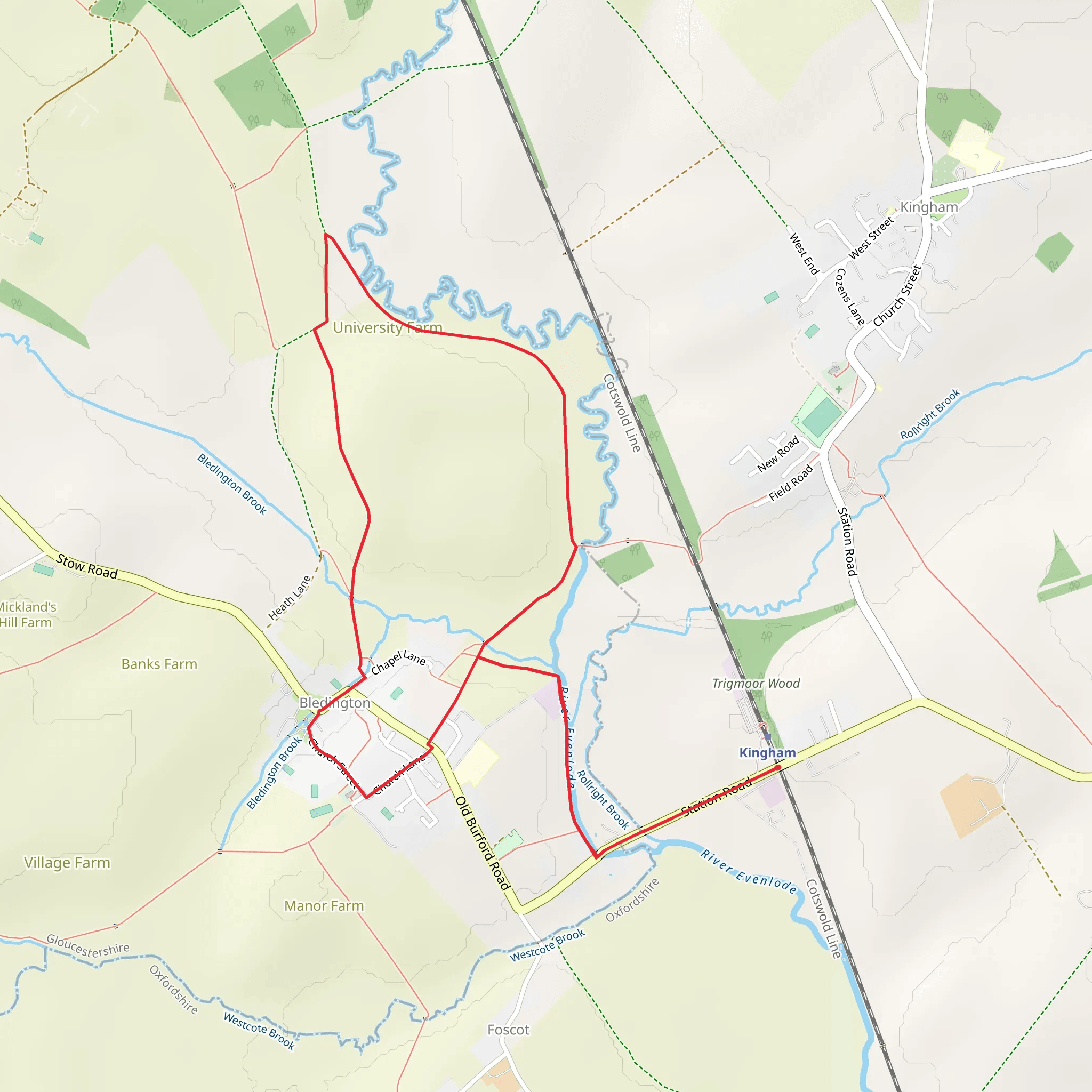 Kingham Station Short Circular mobile static map