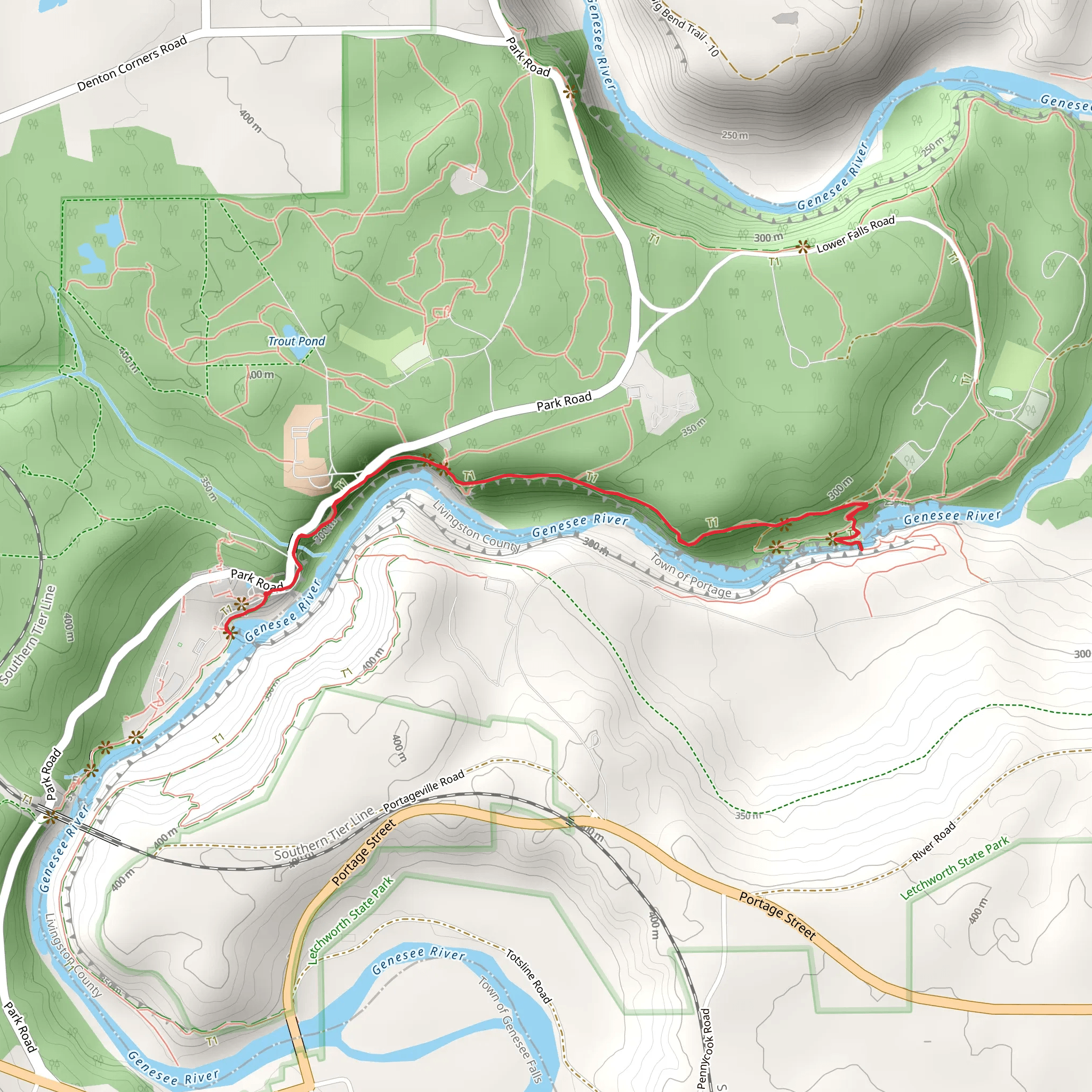 Middle Falls to Pedestrian Bridge Trail mobile static map