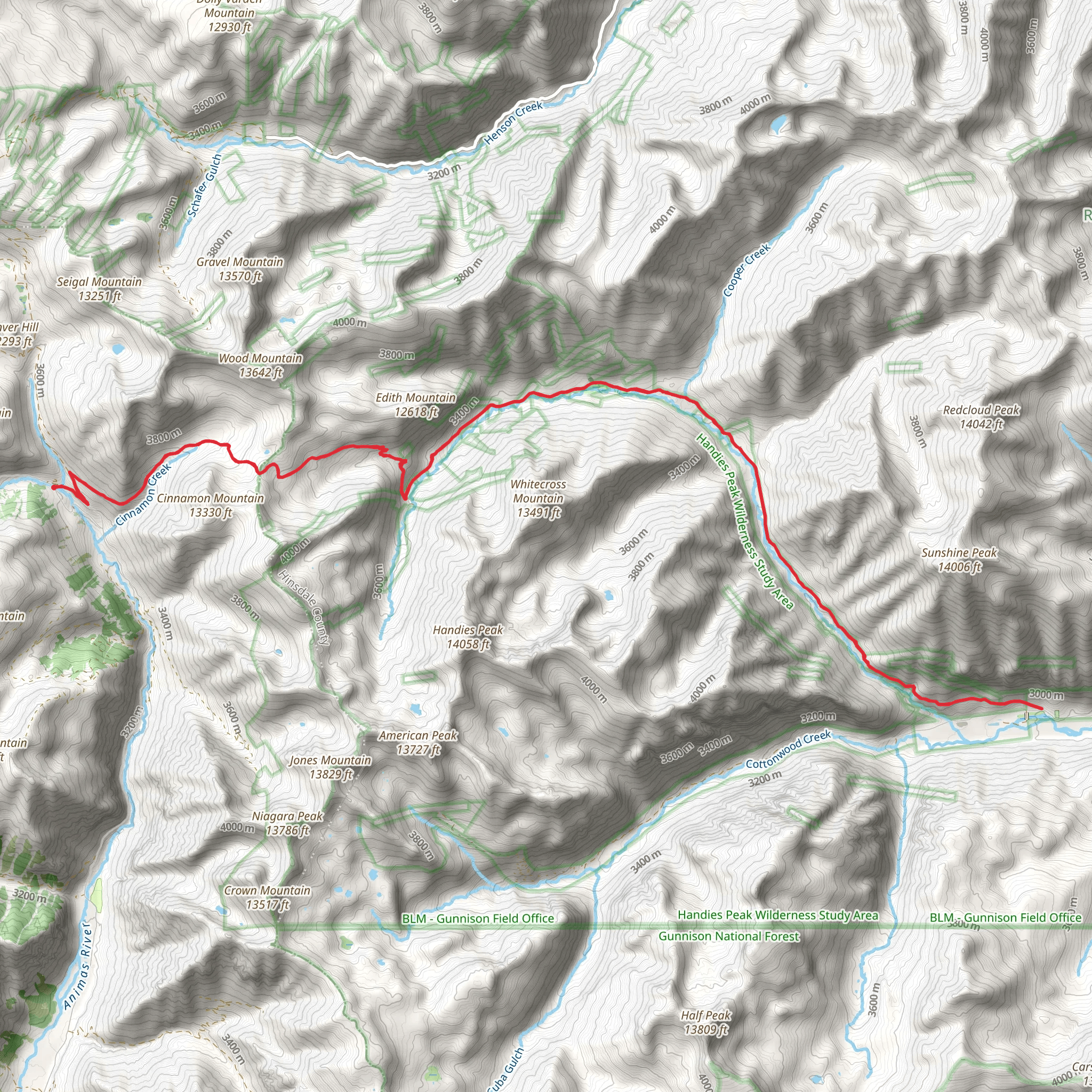 Cinnamon Pass Road Trail mobile static map