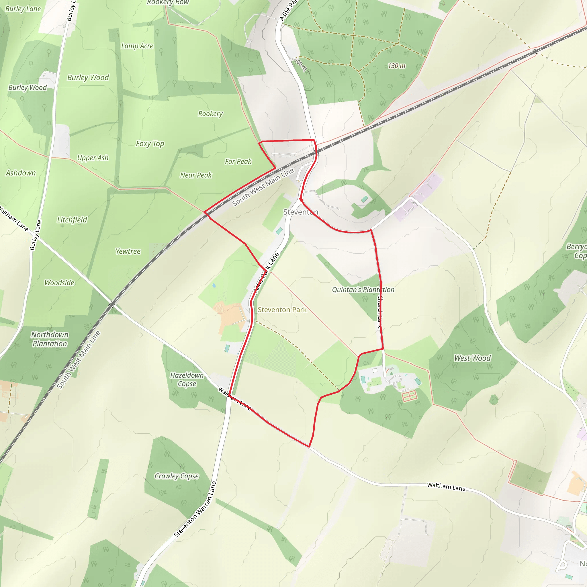 Quintan's Plantation and Steventon Park Loop mobile static map