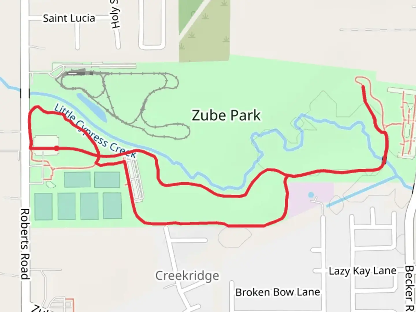 An image depicting the trail Zube Park Loop and its surrounding area.