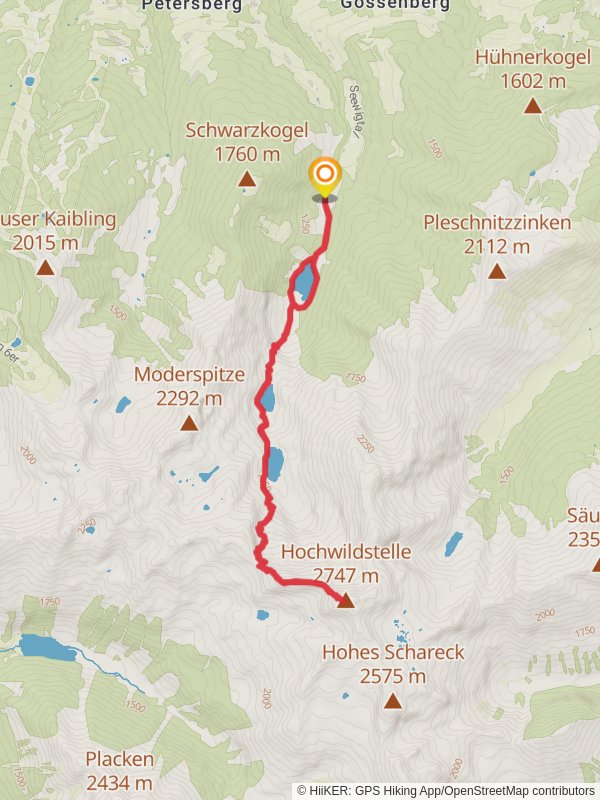 The Hochwildstelle via the Hans Wödl Hütte mobile static map