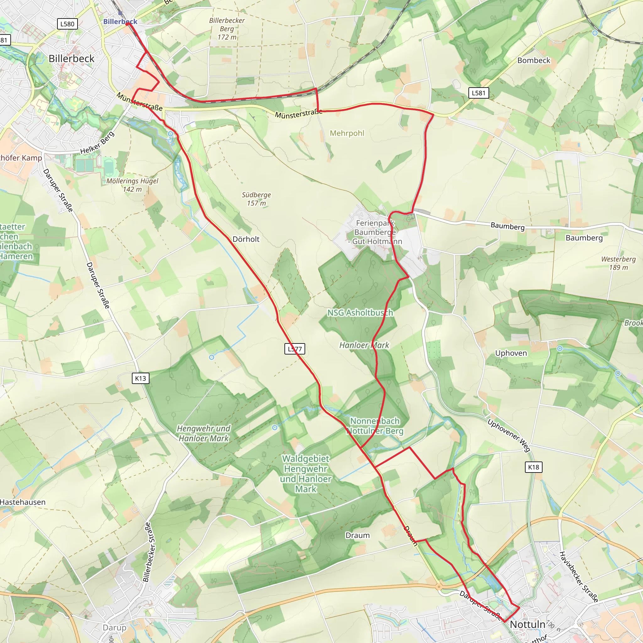Billerbeck and Nottulner Berg Loop mobile static map