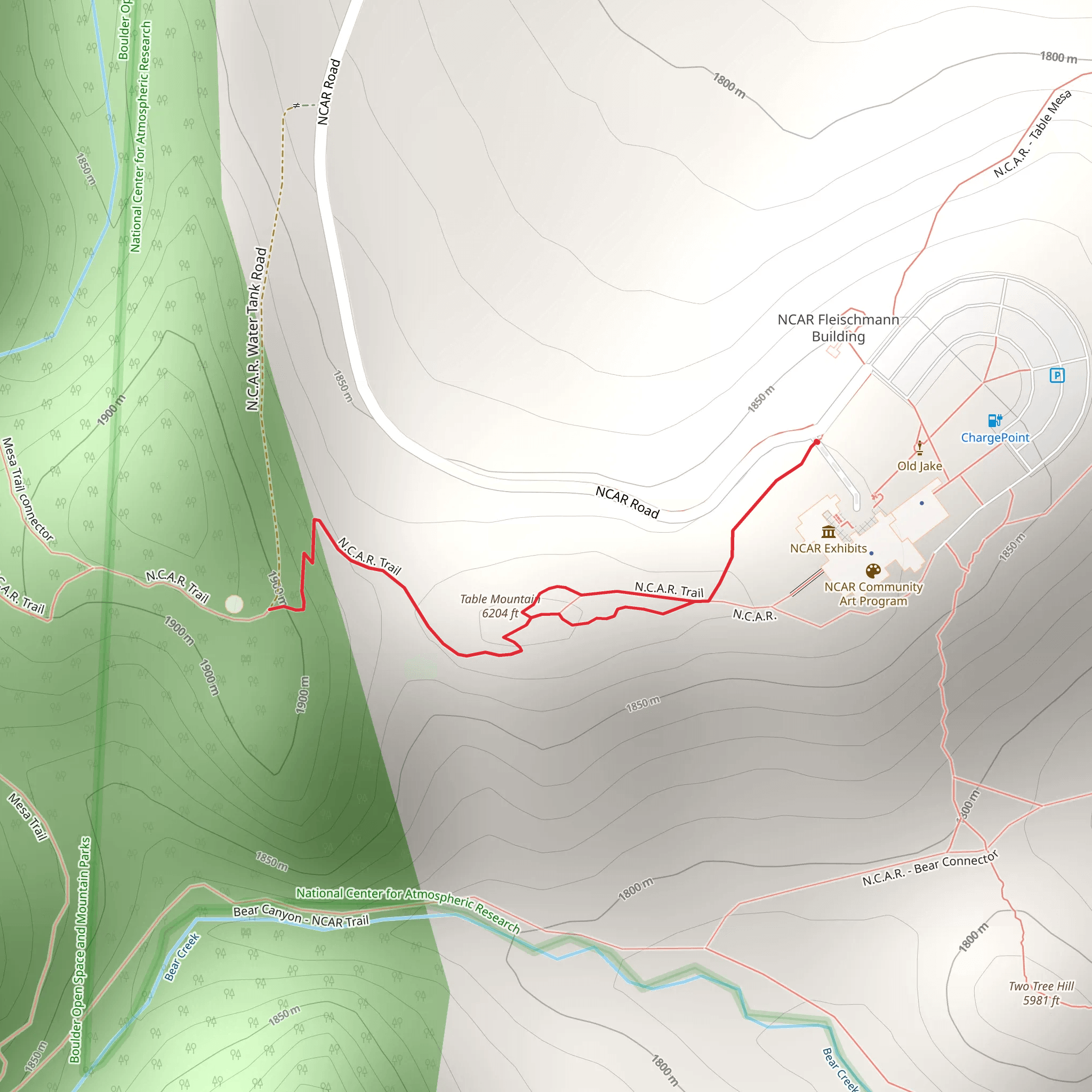 Table Mountain via NCAR Trail mobile static map