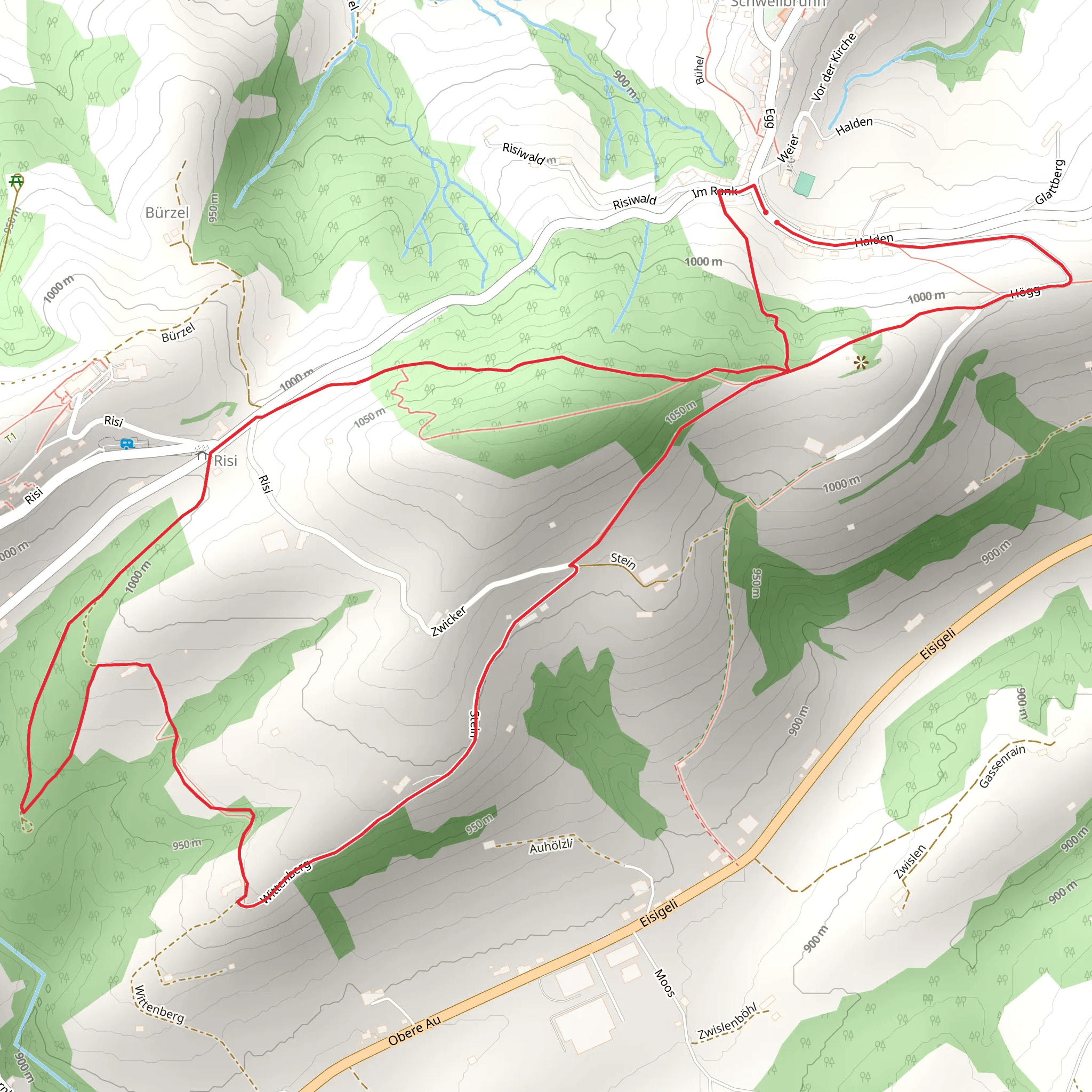 Halden - Högg – Sommertalhöhe – Schwellbrunn mobile static map