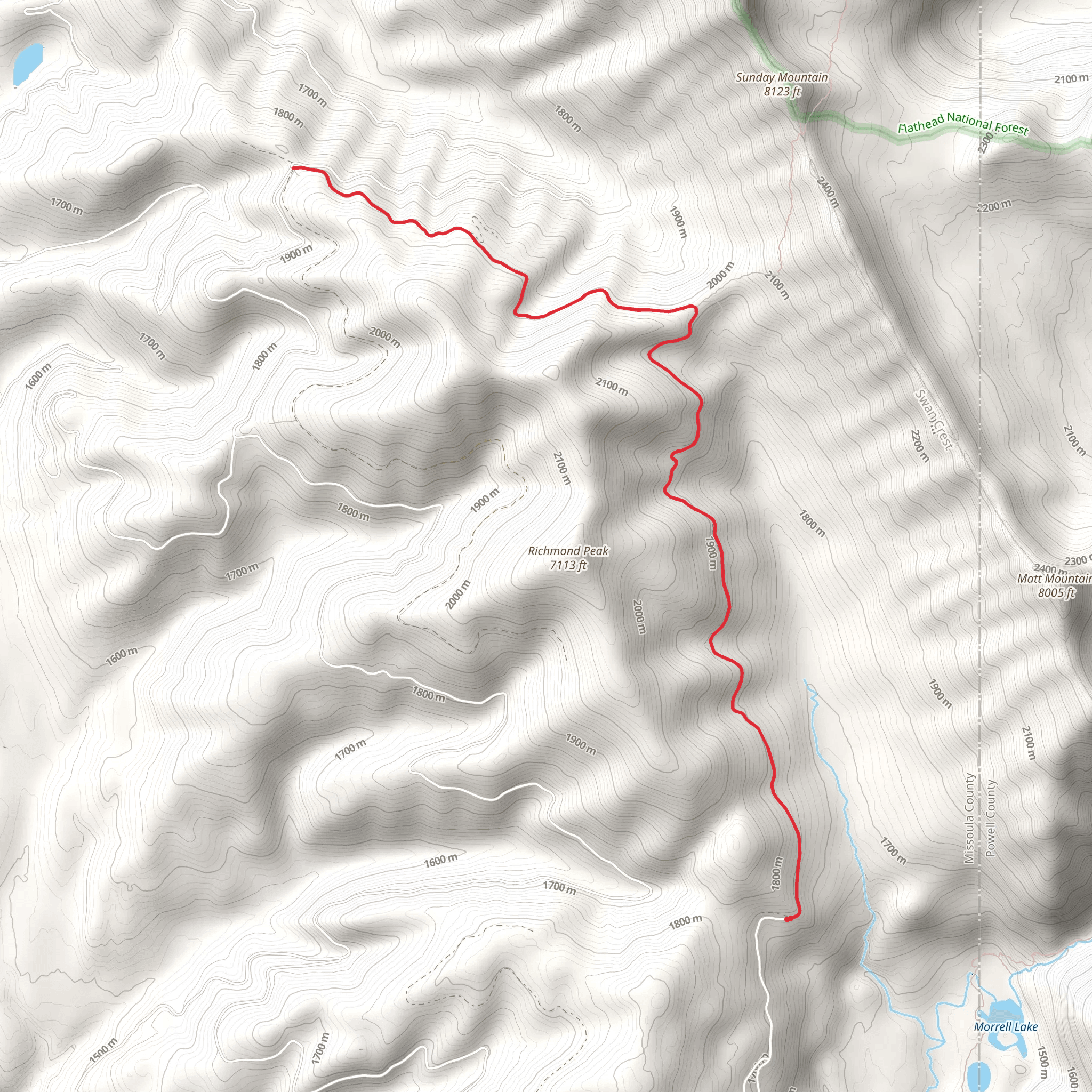 Swan Divide Trail mobile static map