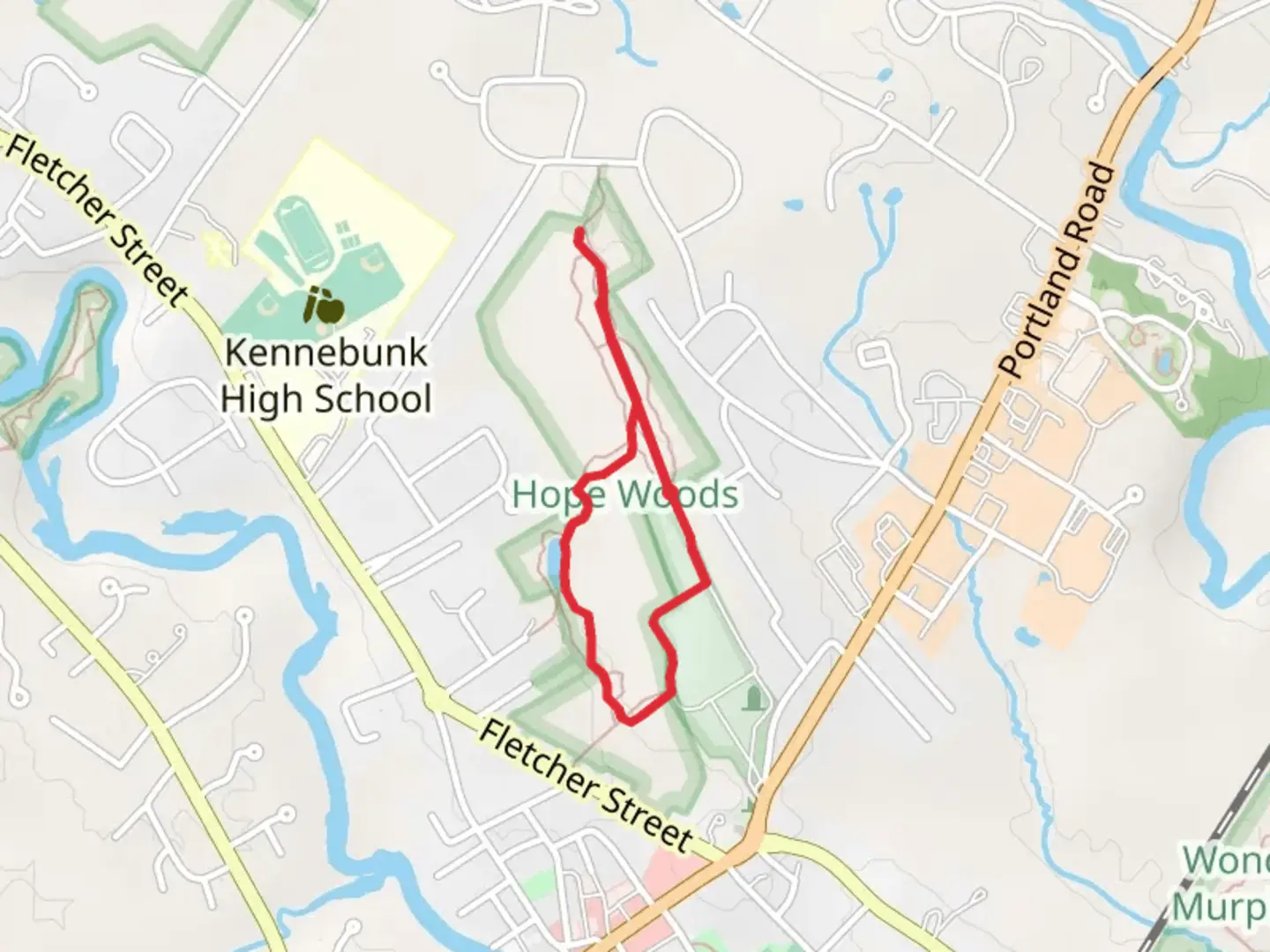 An image depicting the trail Hope Cemetery - Wiggins Pond Loop and its surrounding area.